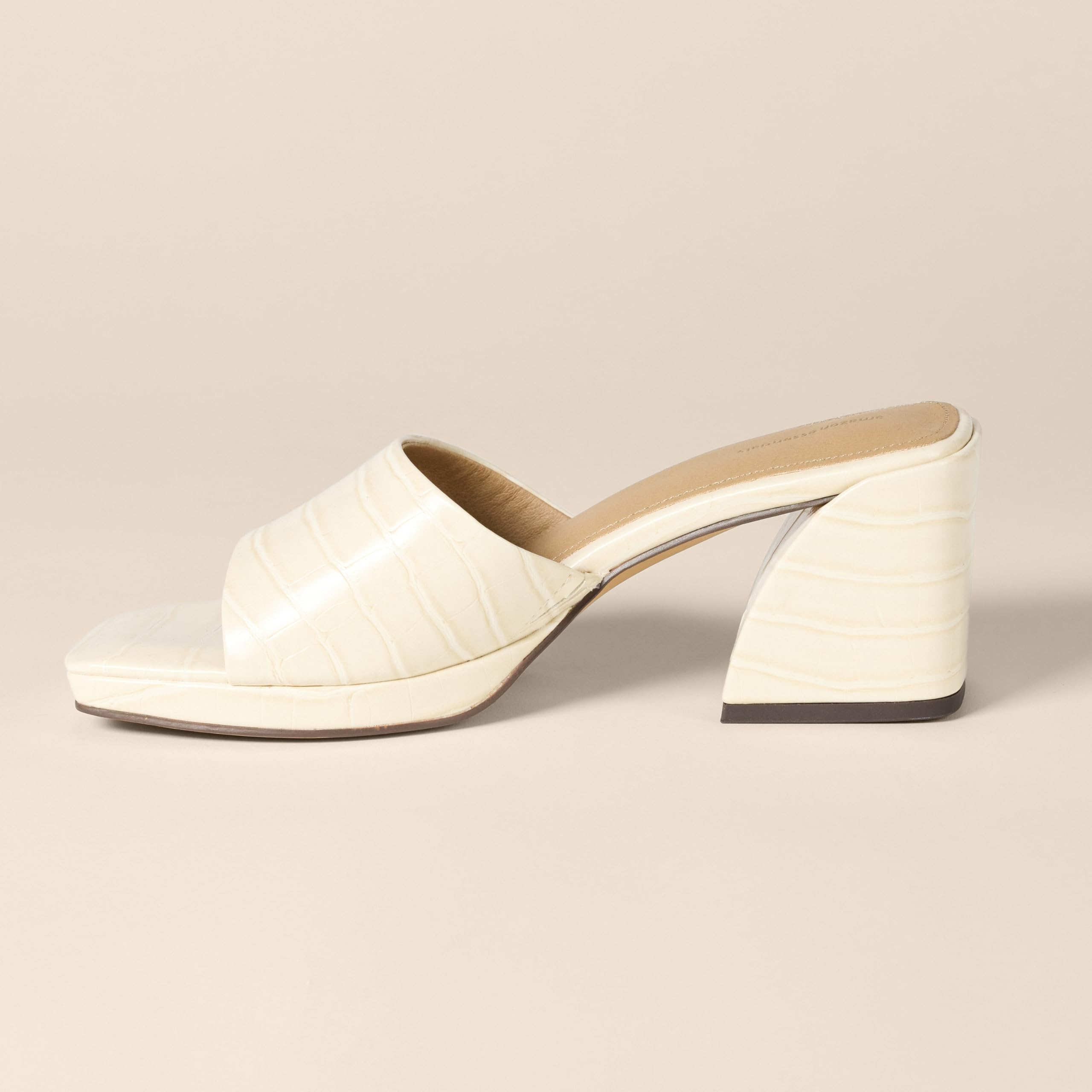 Sandales Platform Mule Faux Crocodile Crème A