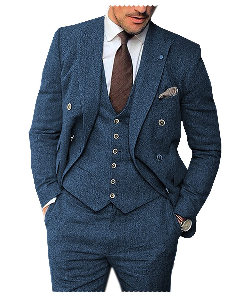 Costume Homme 3 Pièces Bleu Sarcelle J