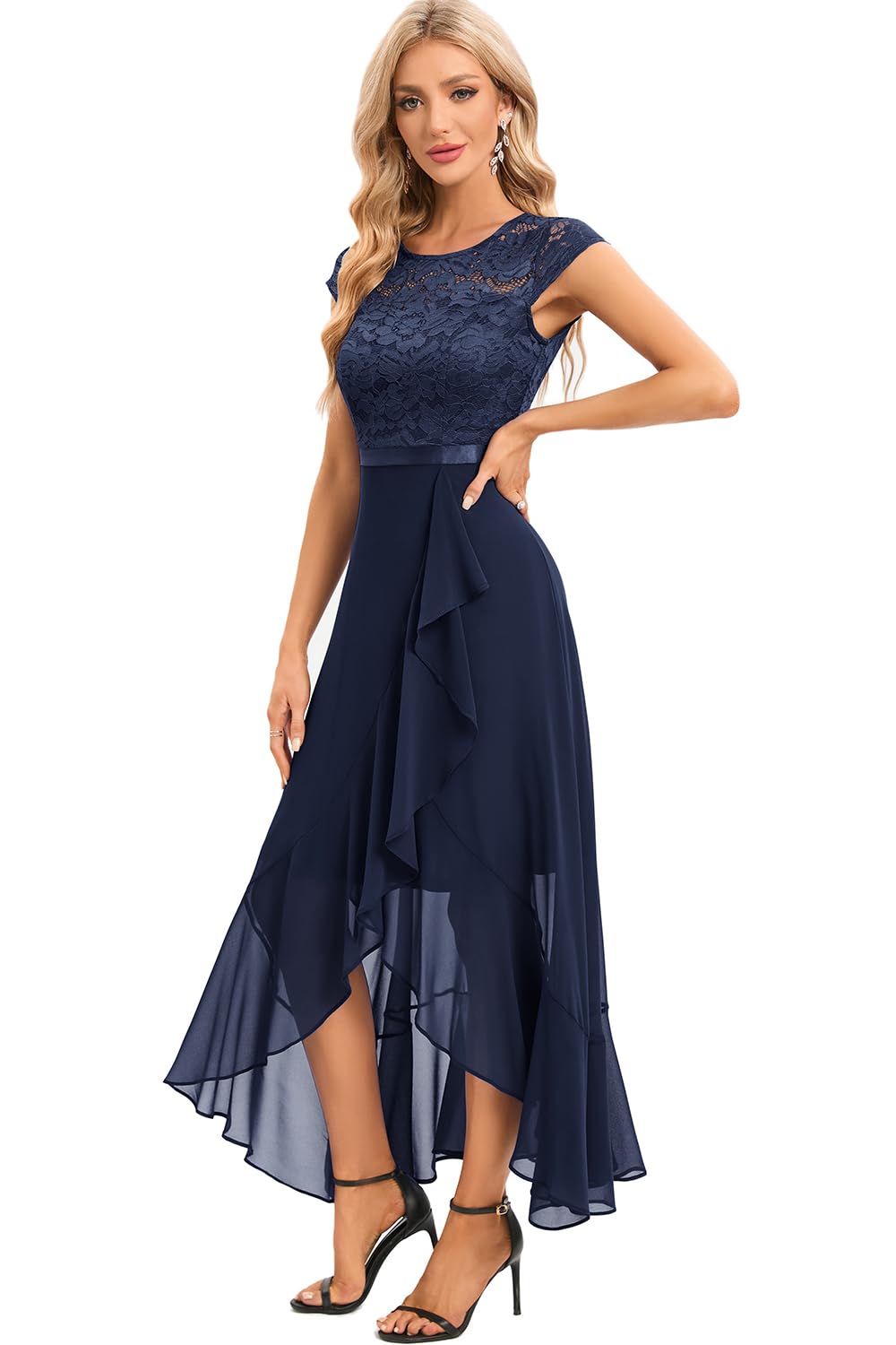 Robe Longue de Soirée Bleu Marine-1 H