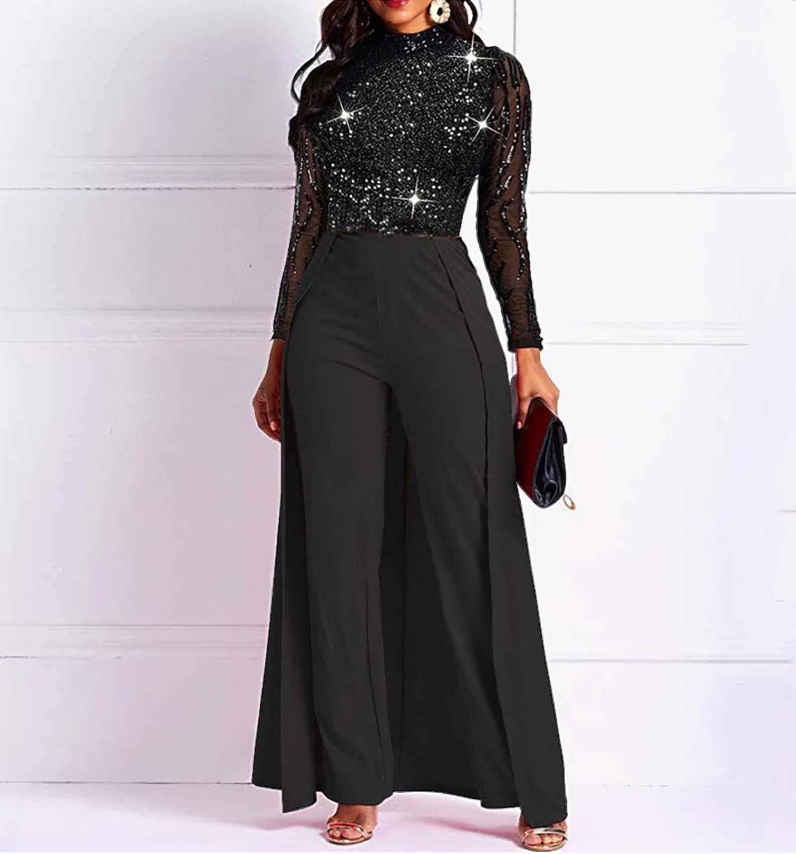 Combinaison Taille Haute Paillettes noires E