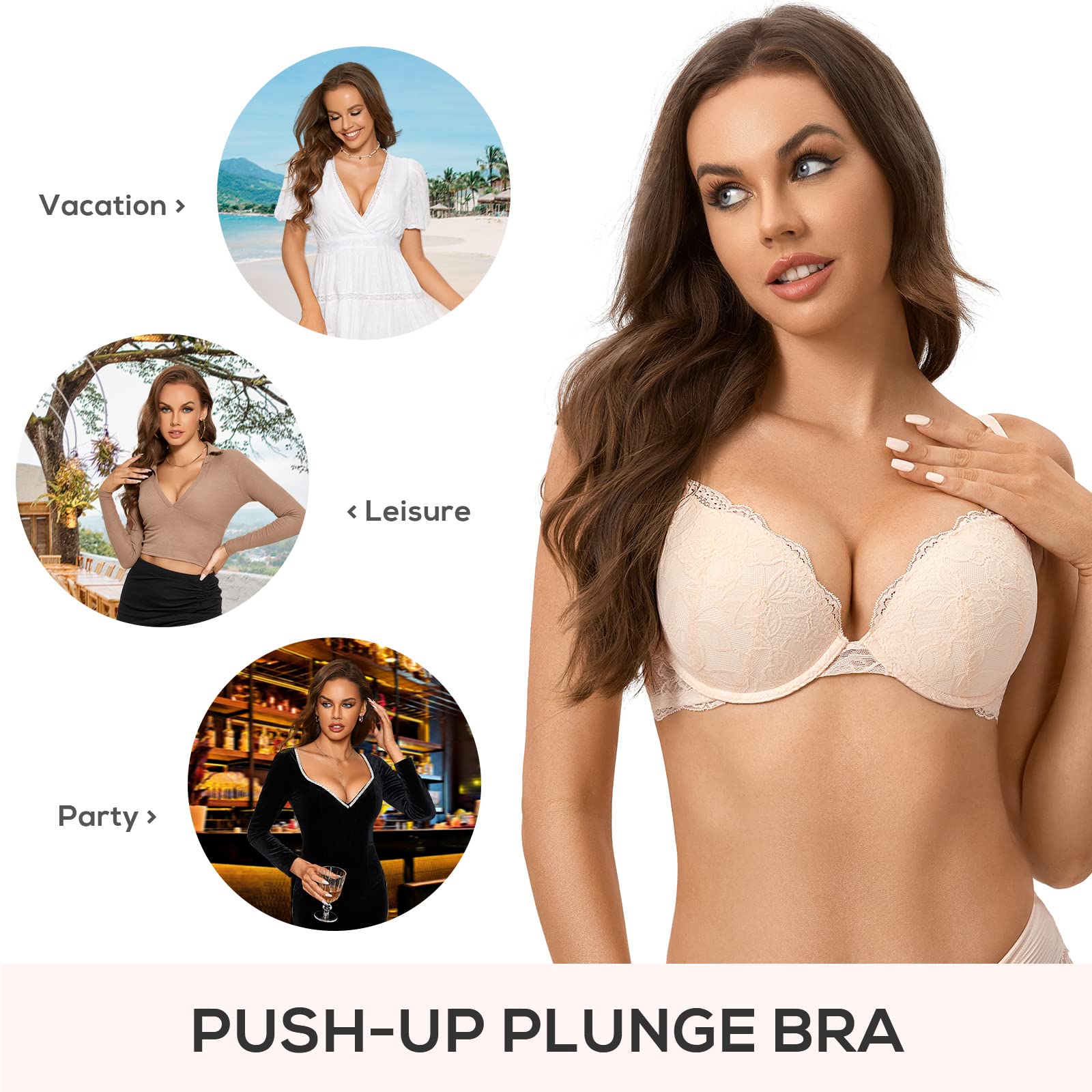 Soutien-Gorge Push-Up Rose Blanc I