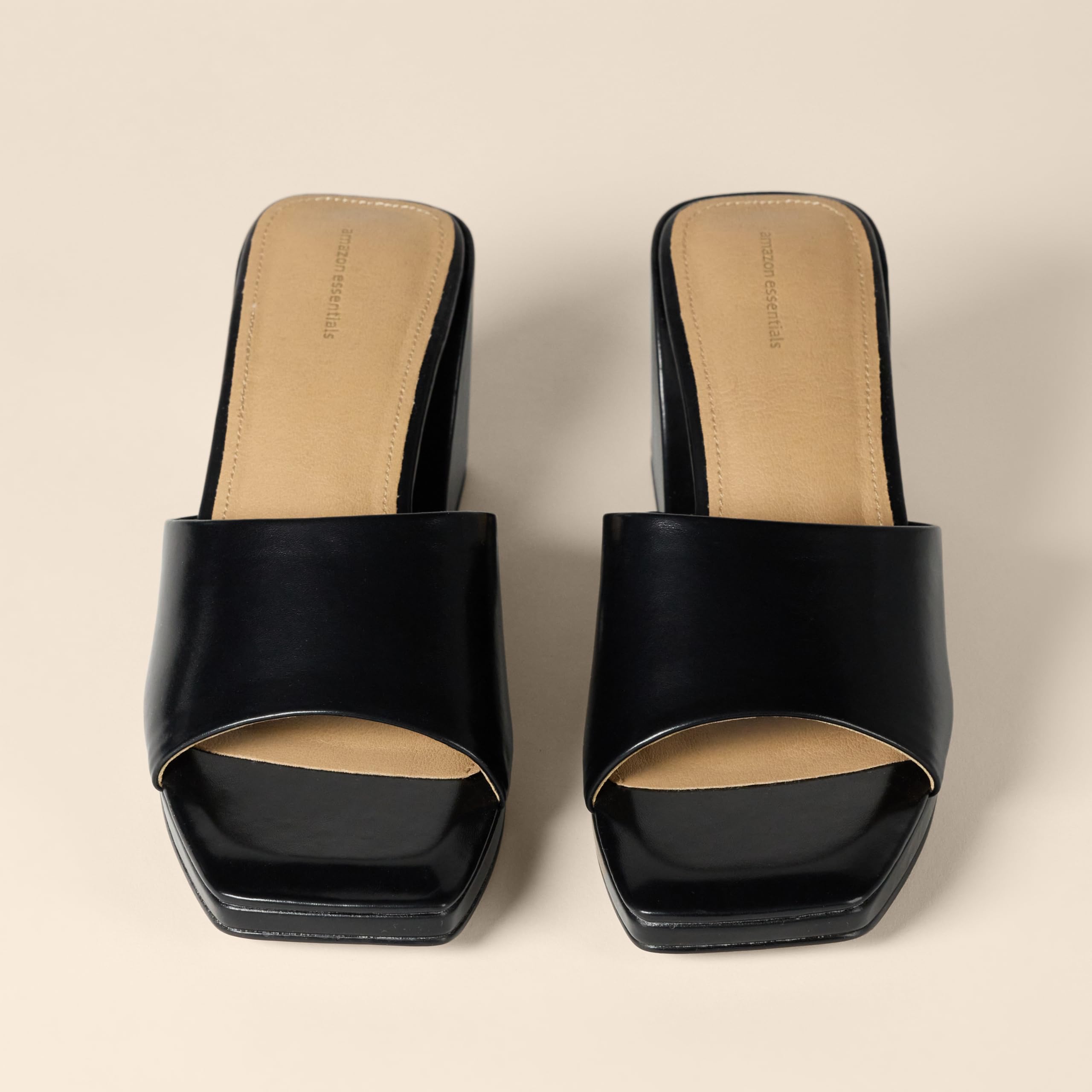 Sandales Platform Mule Similicuir Noir A