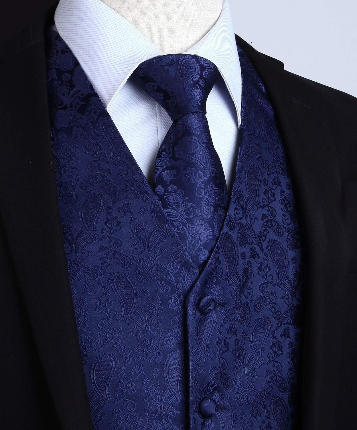 Gilet Homme plus Cravate & Pochette Bleu Marine-2 F