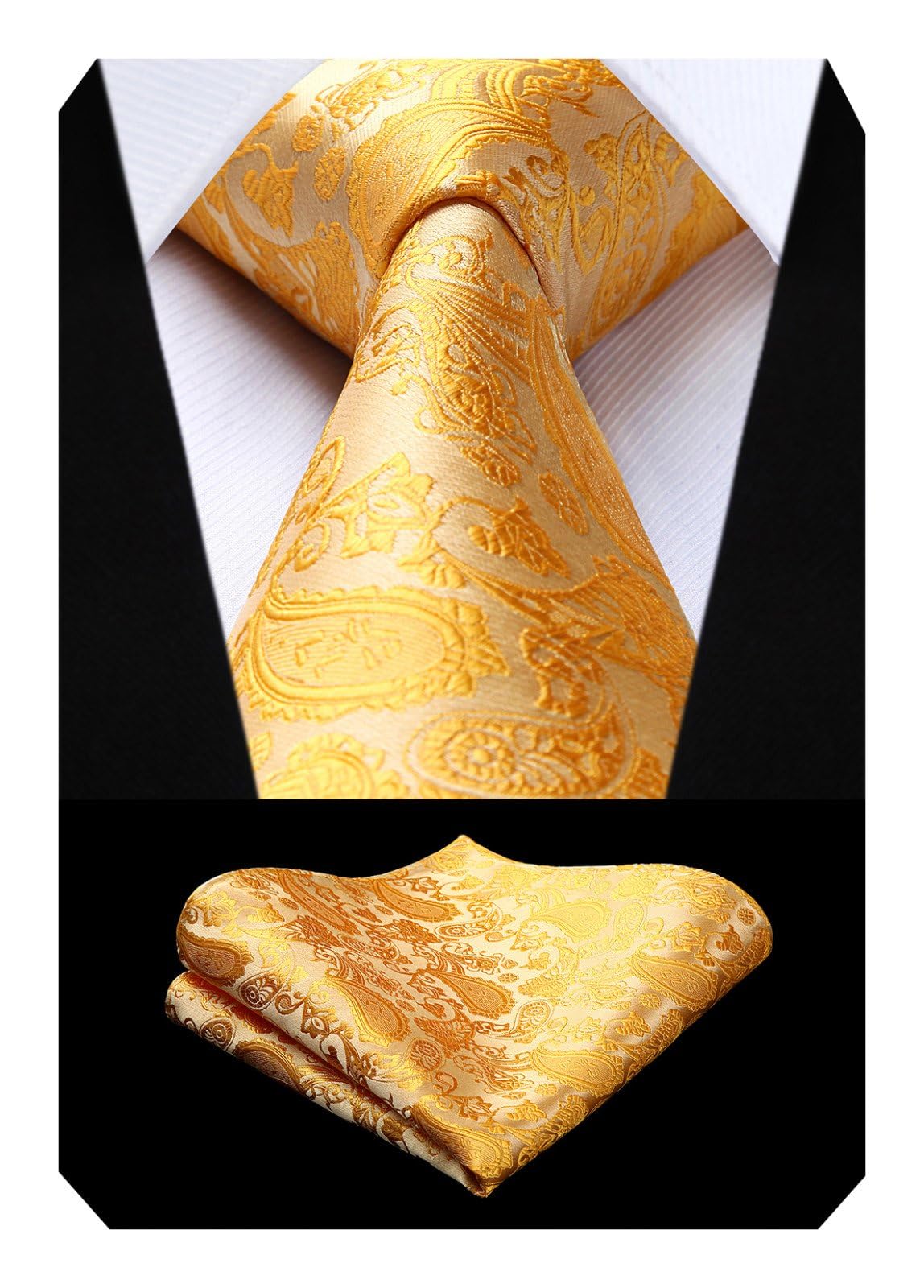 Gilet Homme plus Cravate & Pochette Jaune Profond F