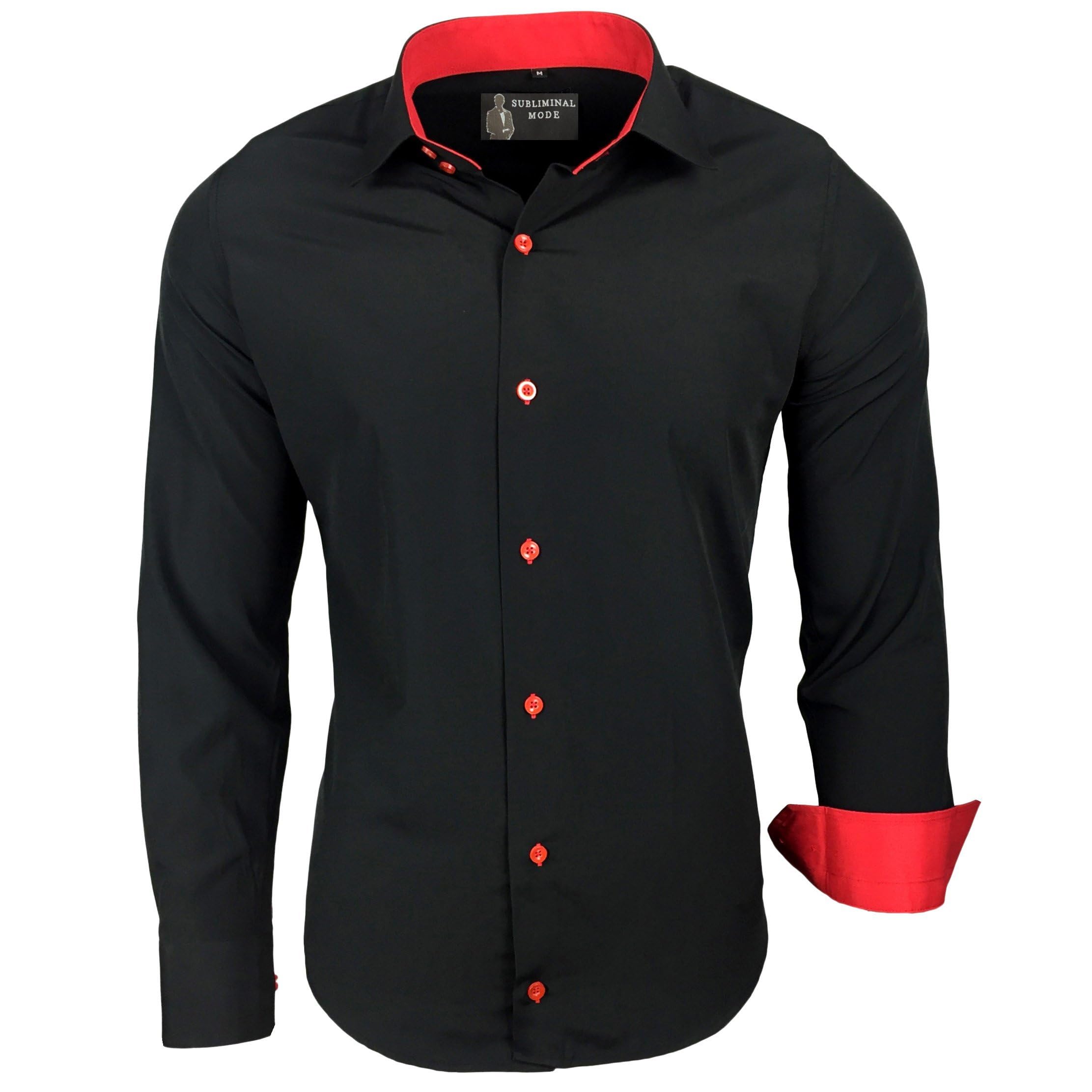 Chemise Homme Élégante & Polyvalente Noir Rouge A