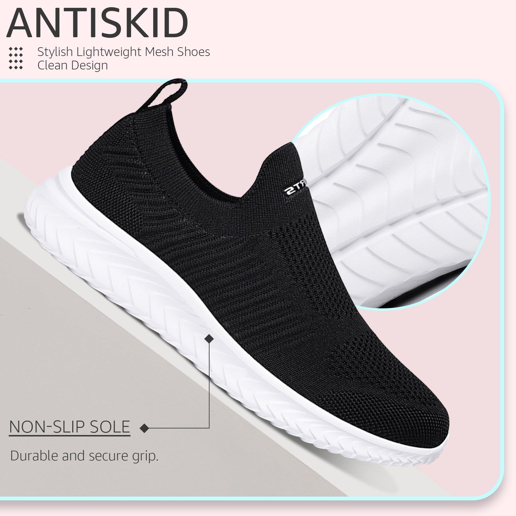 Baskets Femme Slip-On Respirantes Noir blanc H