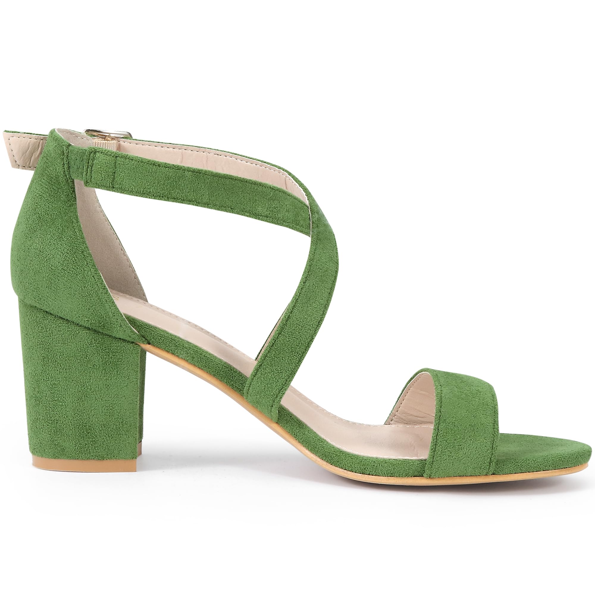 Sandales à Talon Carré Vert Olive C