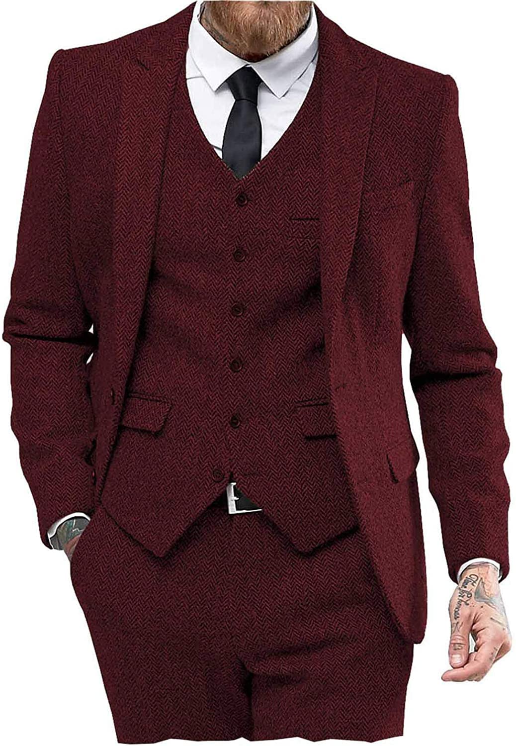 Costume Homme 3 Pièces Bordeaux J