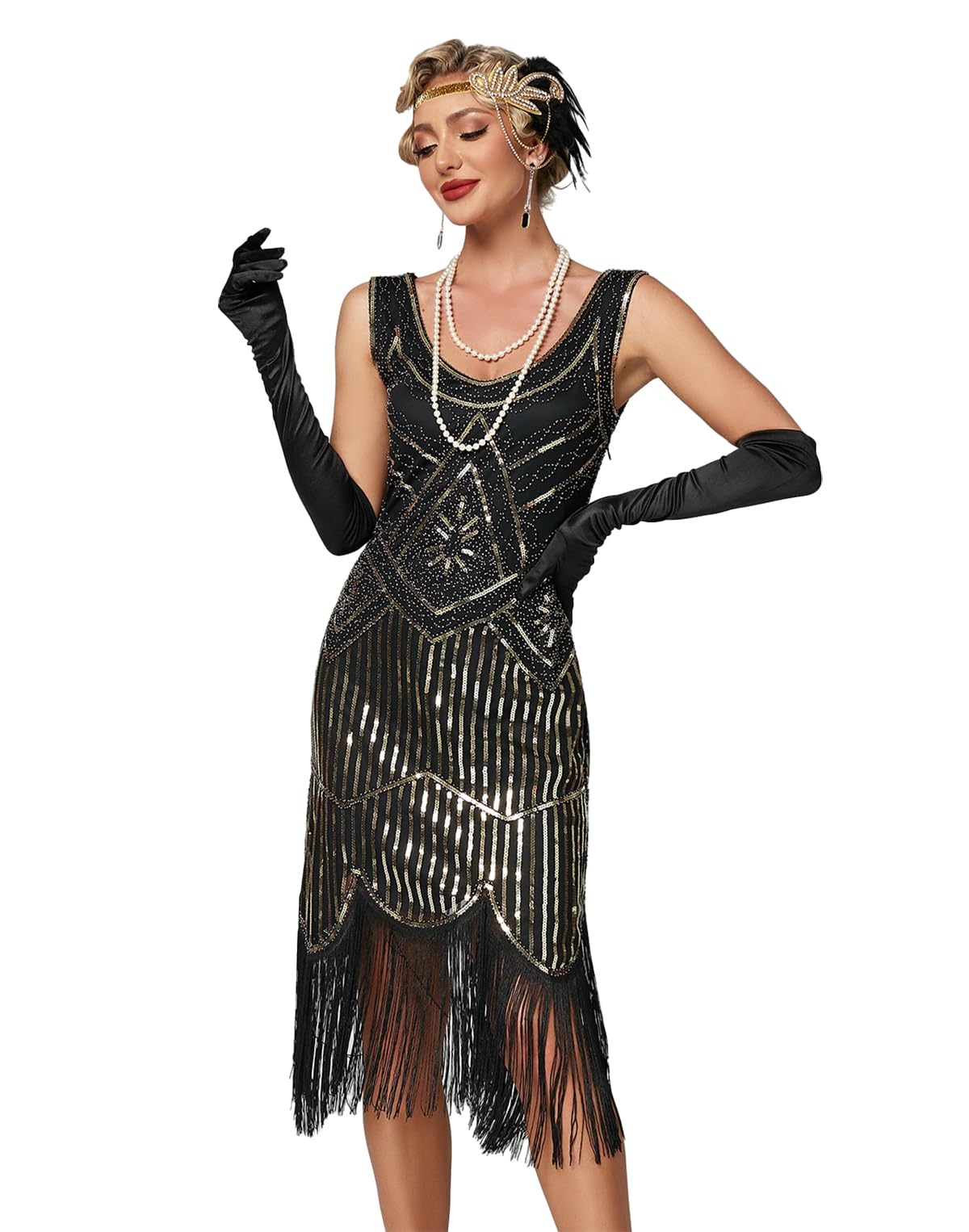 Robe Gatsby Femme Noir Or A