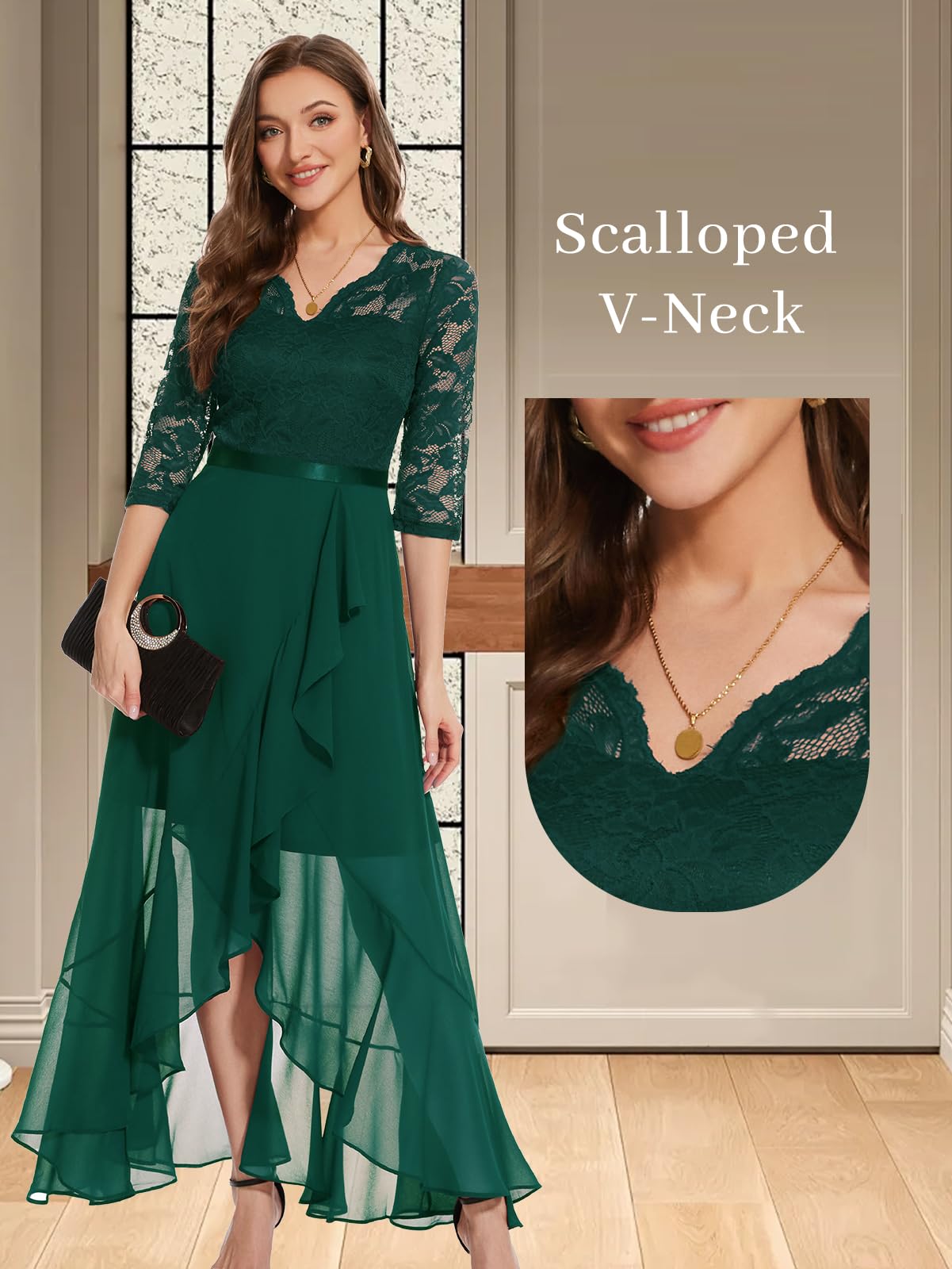 Robe Longue de Soirée Vert H