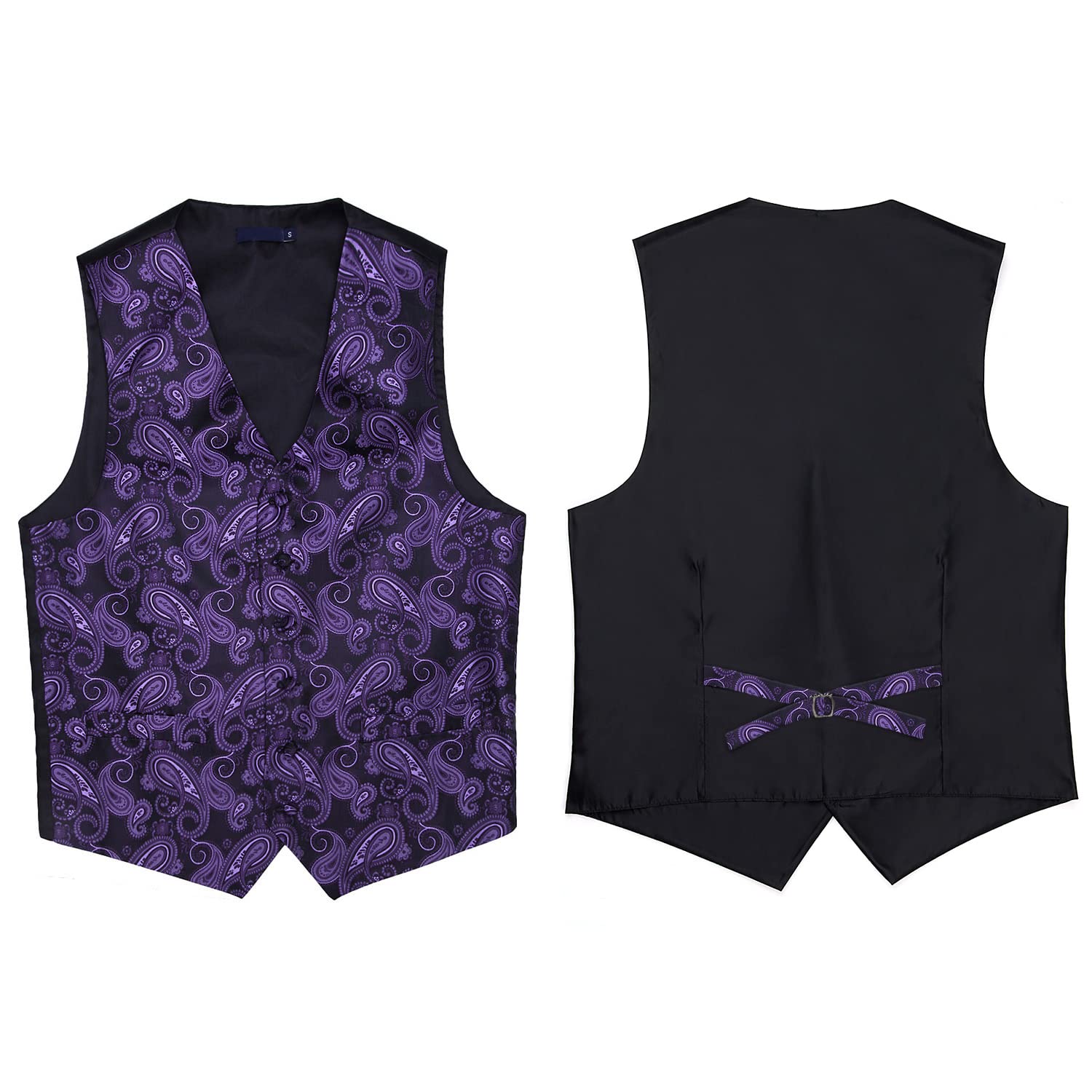 Gilet Homme plus Cravate & Pochette Violet Noir F