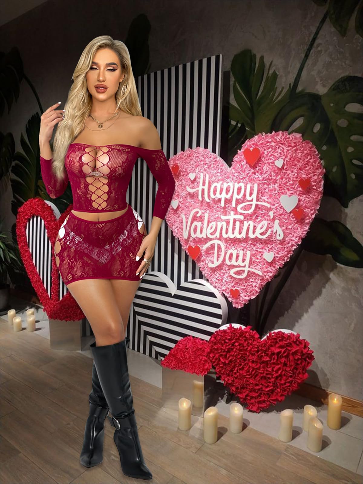 Ensemble de Lingerie Femme Rouge Foncé A