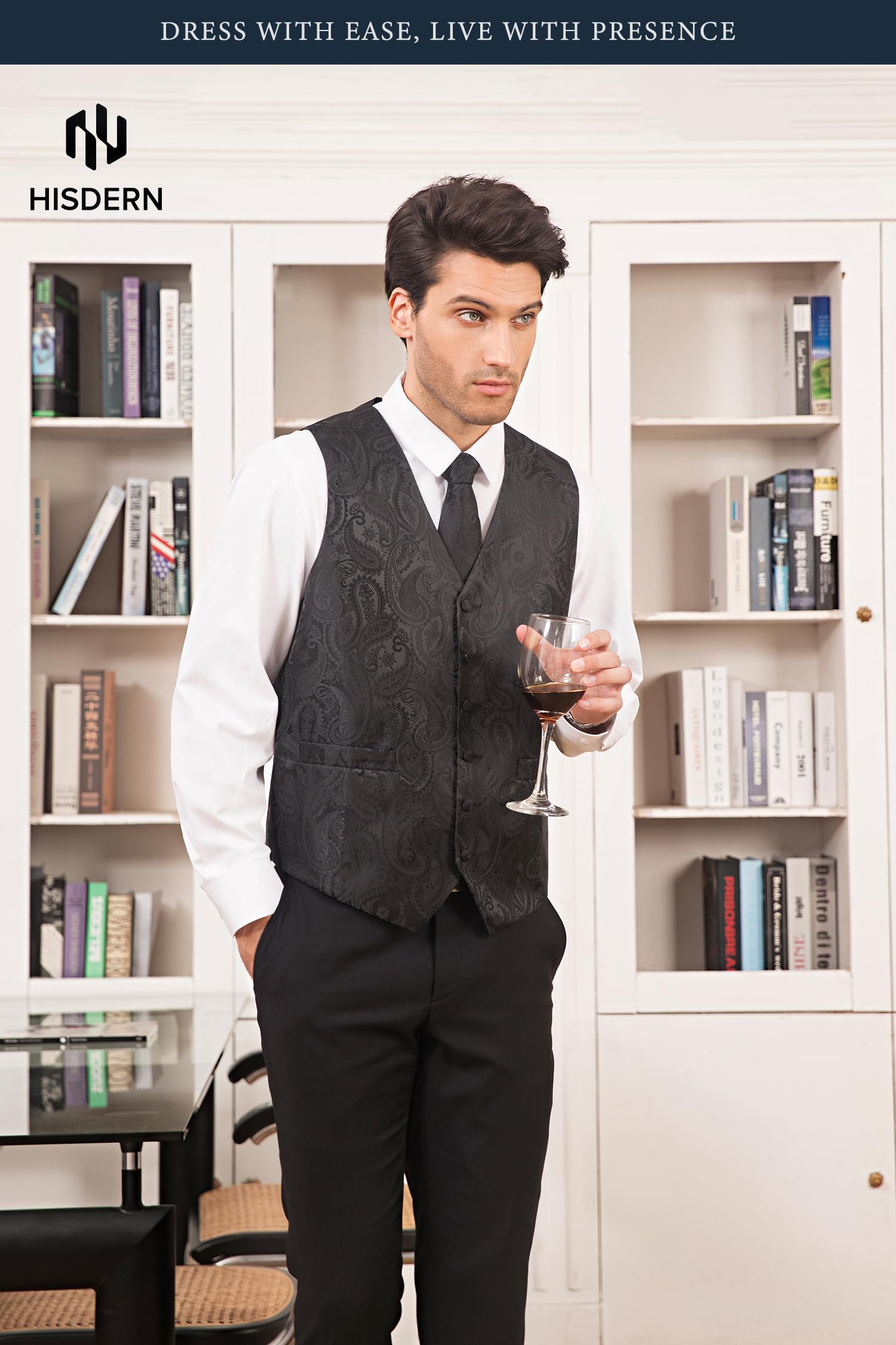 Gilet Homme plus Cravate & Pochette Noir F