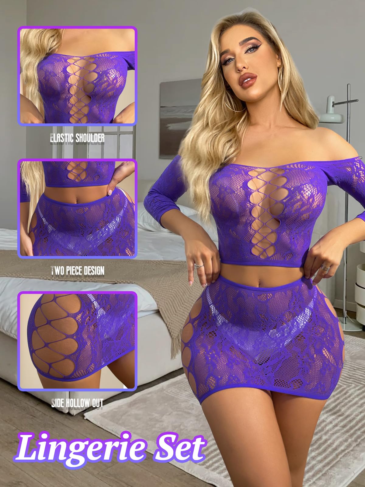 Ensemble de Lingerie Femme Violet A