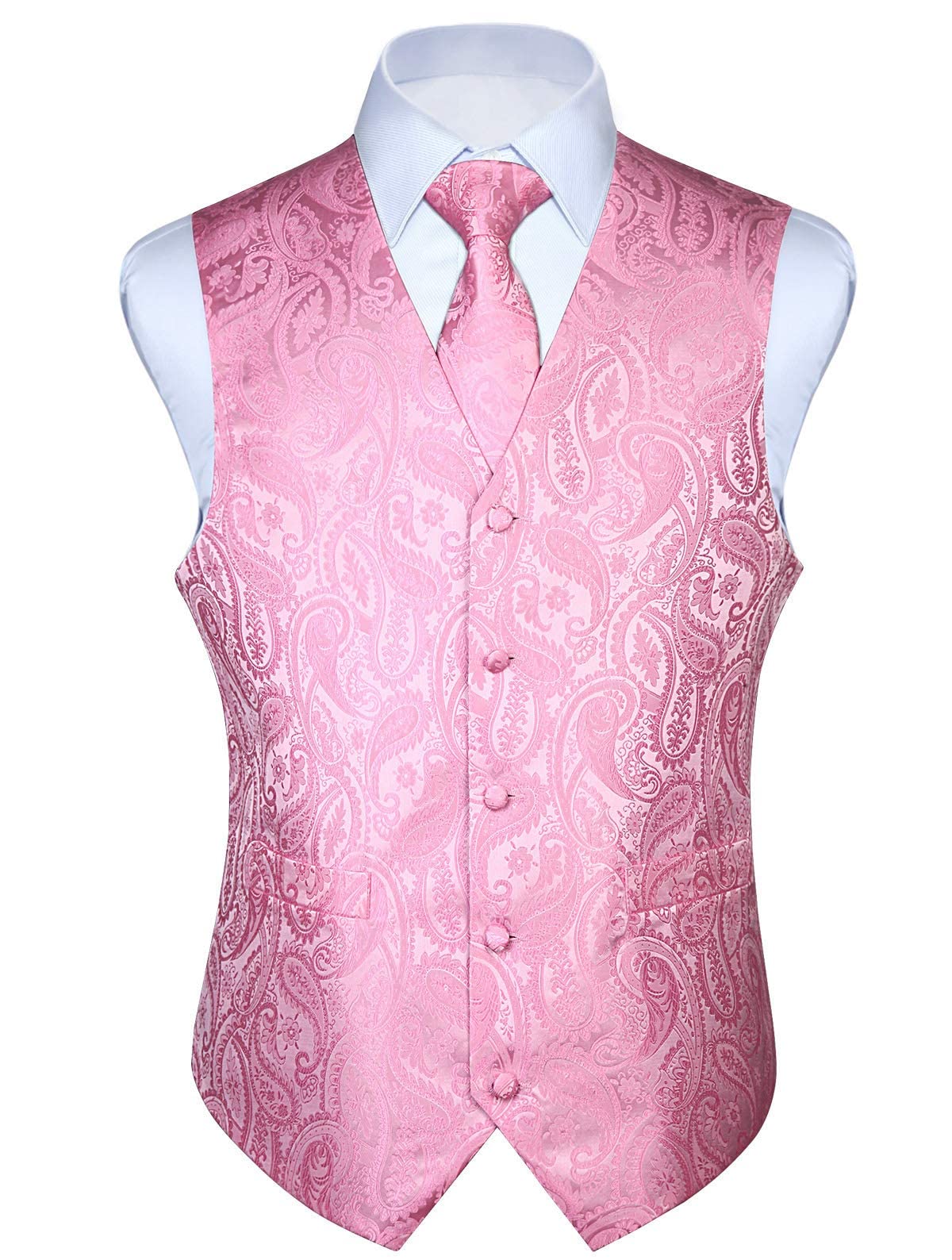Gilet Homme plus Cravate & Pochette Rose Clair F