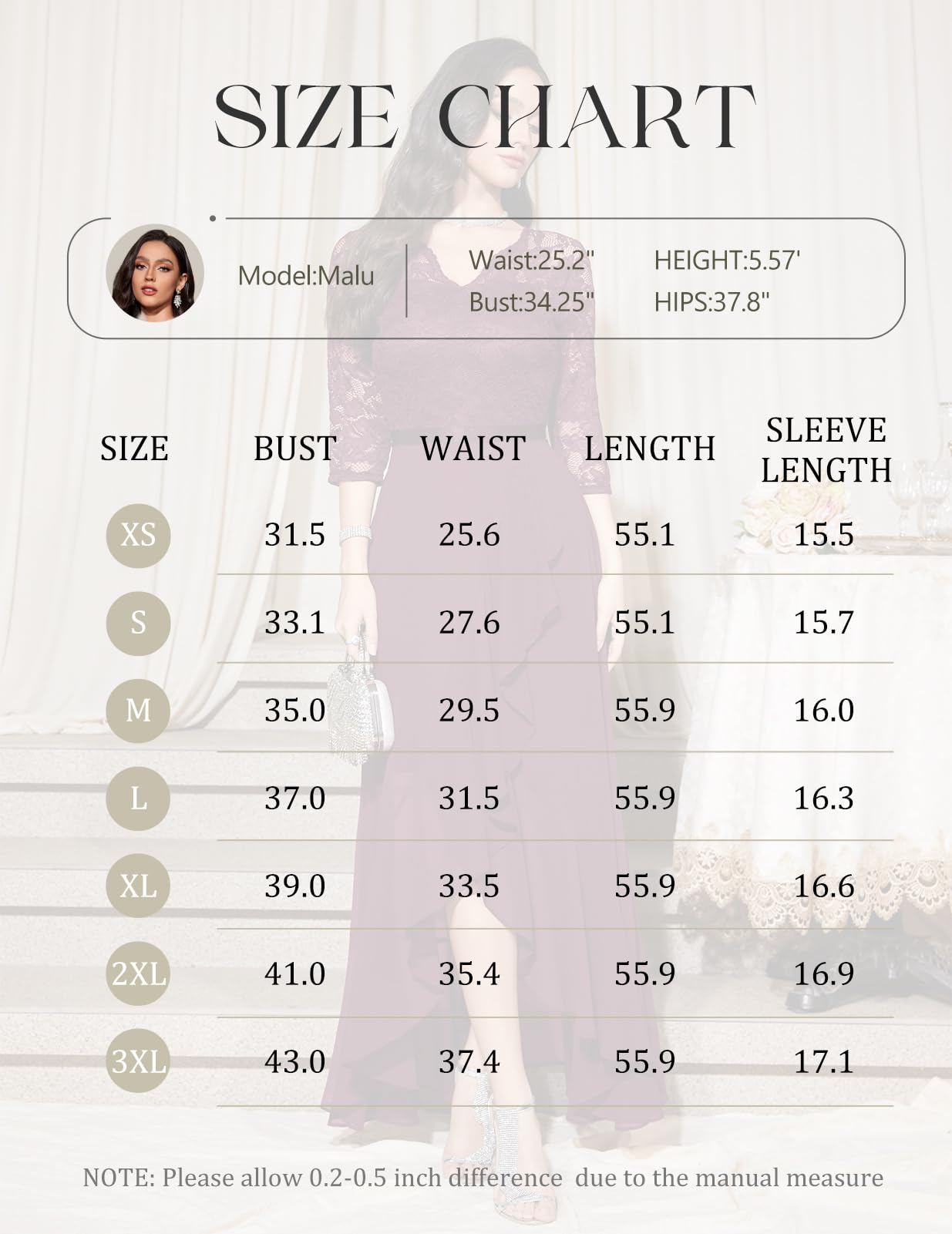 Robe Longue de Soirée Bordeaux-3 H