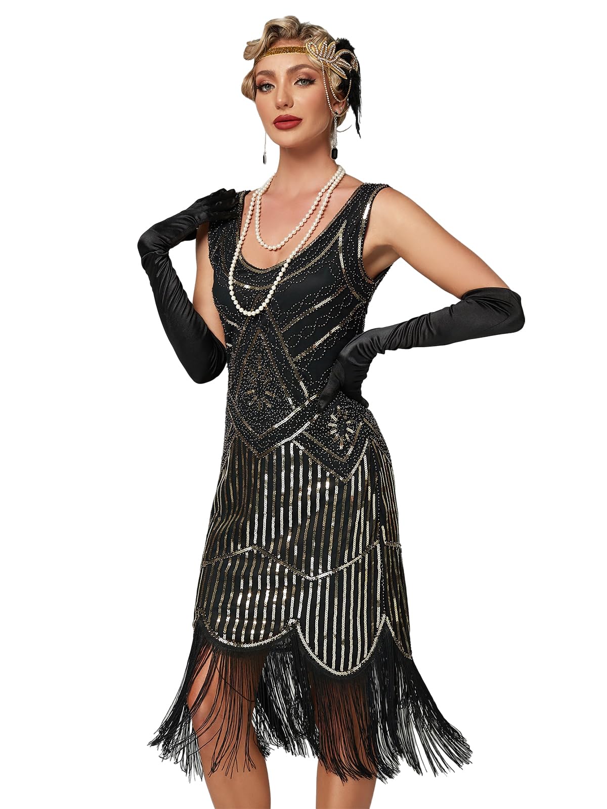 Robe Gatsby Femme Noir Or A
