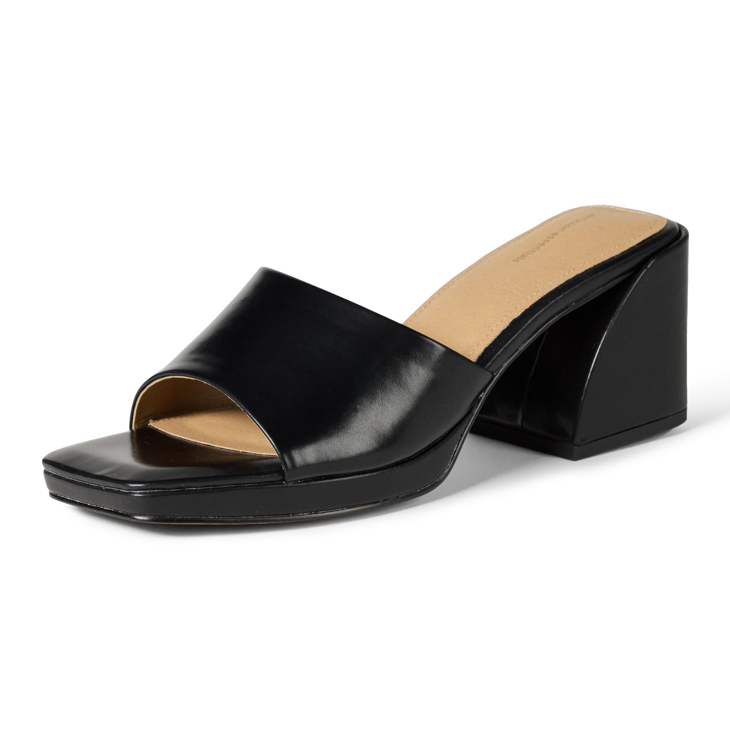 Sandales Platform Mule Similicuir Noir A