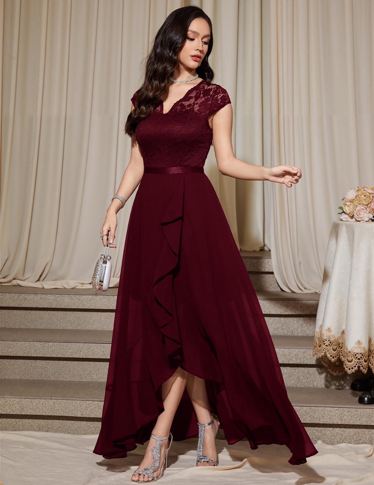 Robe Longue de Soirée Bordeaux H