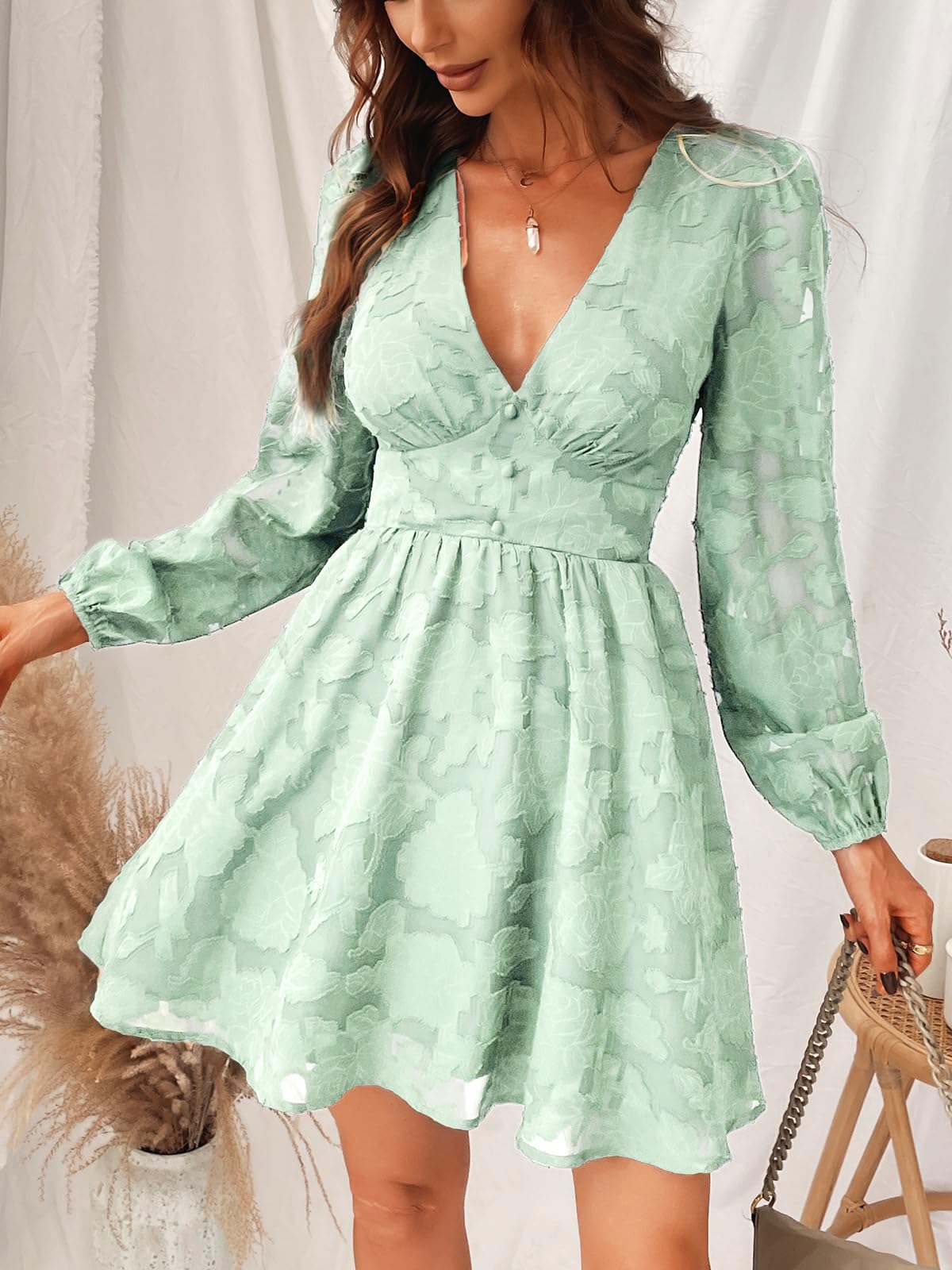 Mini Robe Femme Vert Clair D