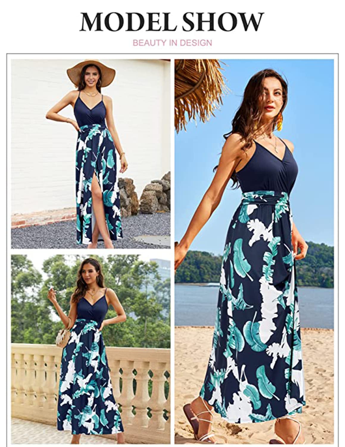 Robe d’Été Col V C-Bleu-1 J