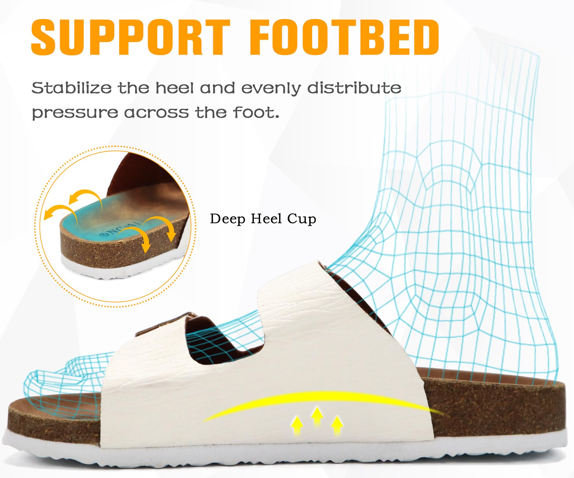 Sandales Mules Grain de bois Blanc E