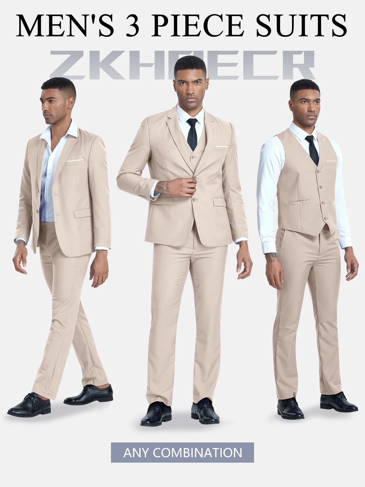 Costume Homme 3 Pièces Champagne Clair H