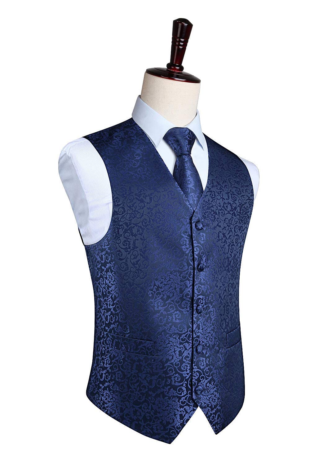 Gilet Homme plus Cravate & Pochette Bleu marine-1 F