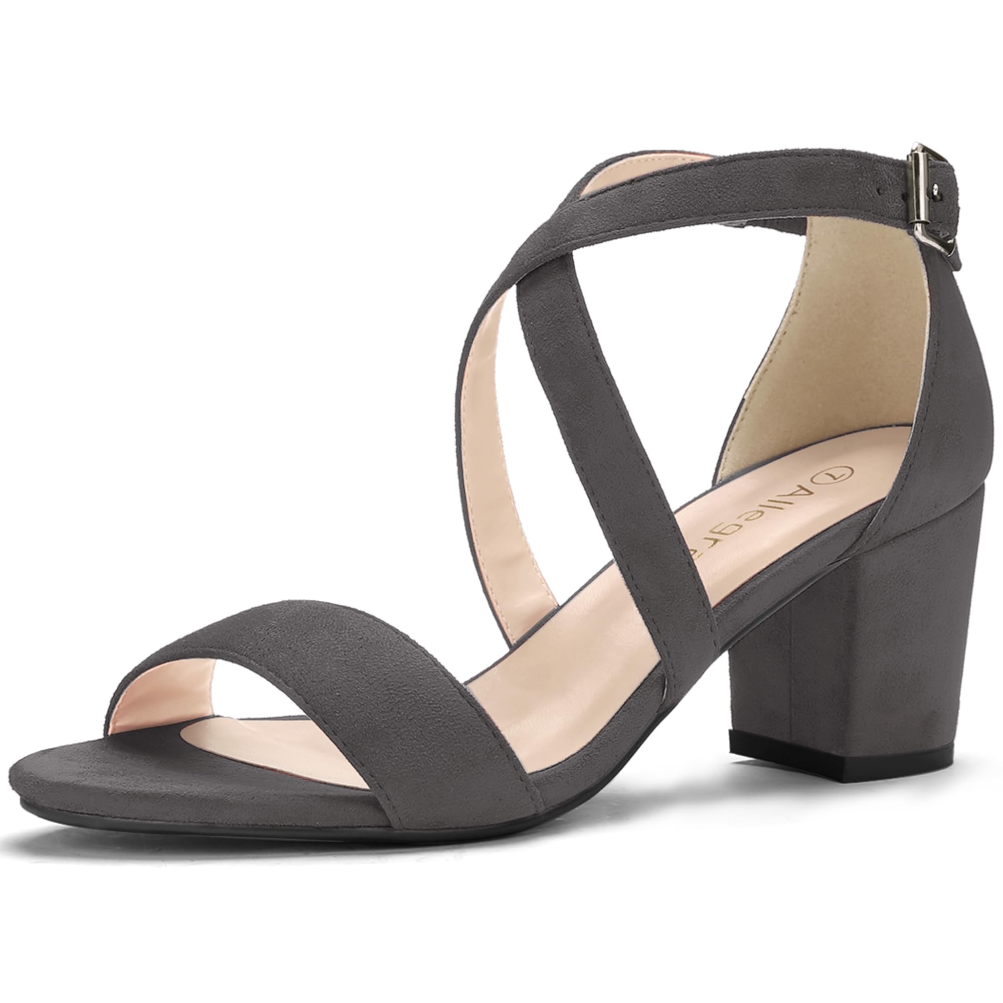 Sandales à Talon Carré Gris C