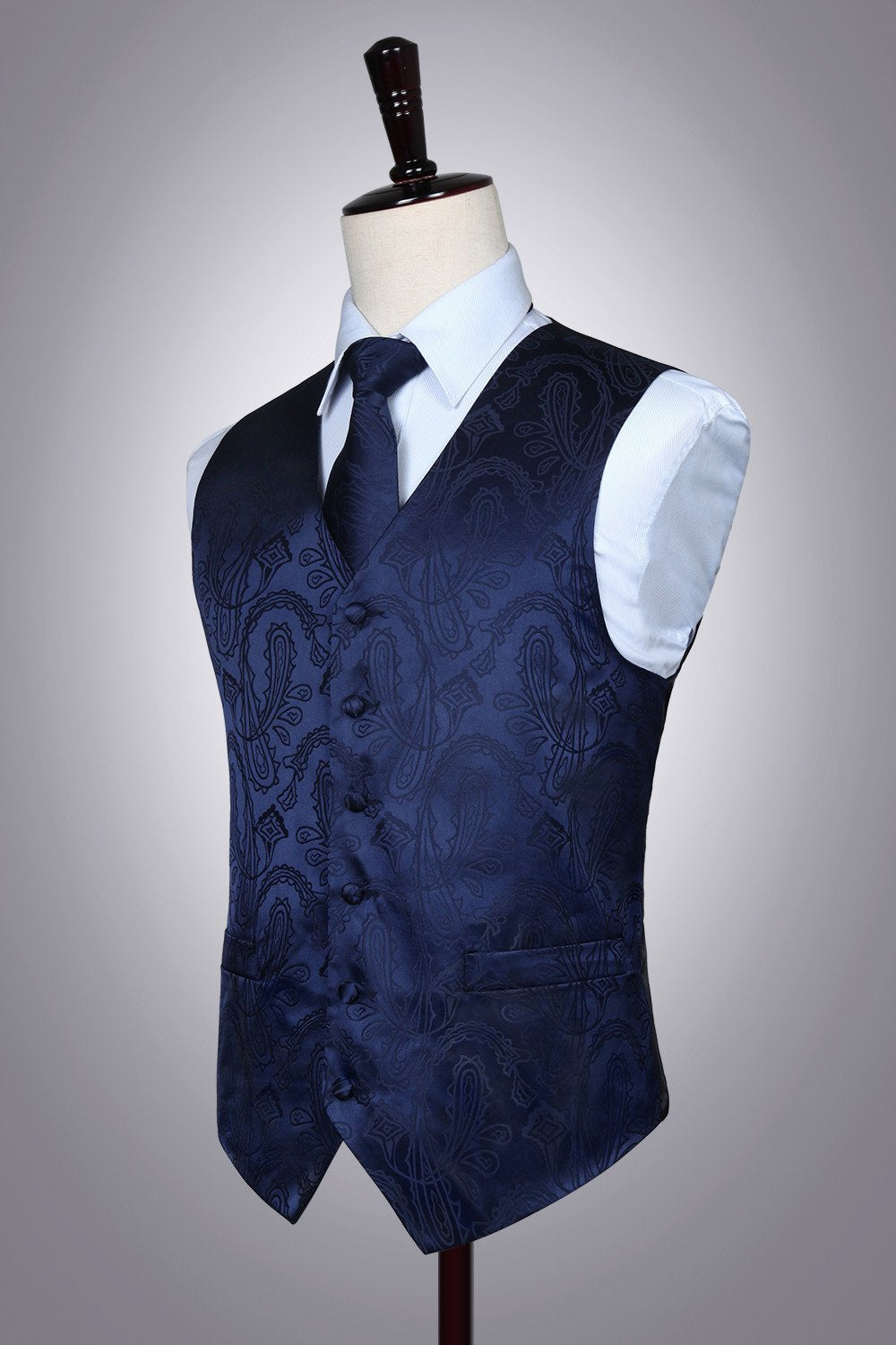 Gilet Homme plus Cravate & Pochette Bleu marin F