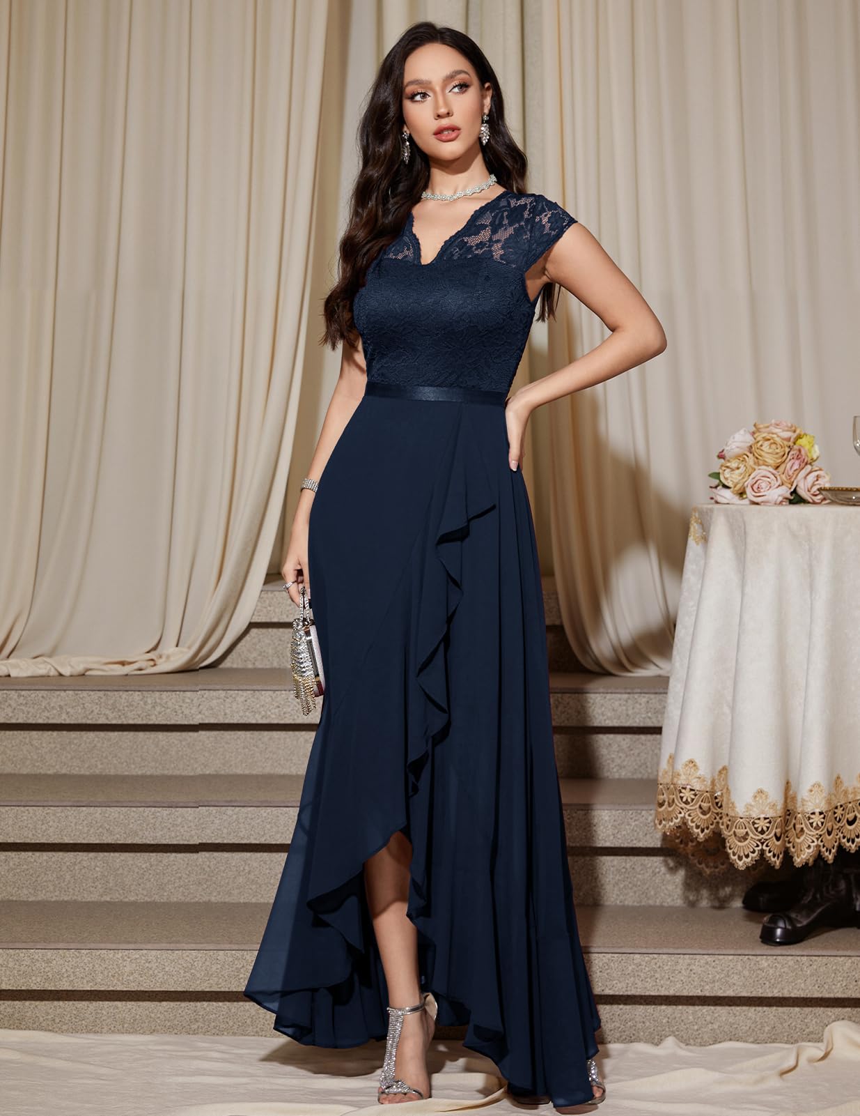 Robe Longue de Soirée 0 Bleu Marine H