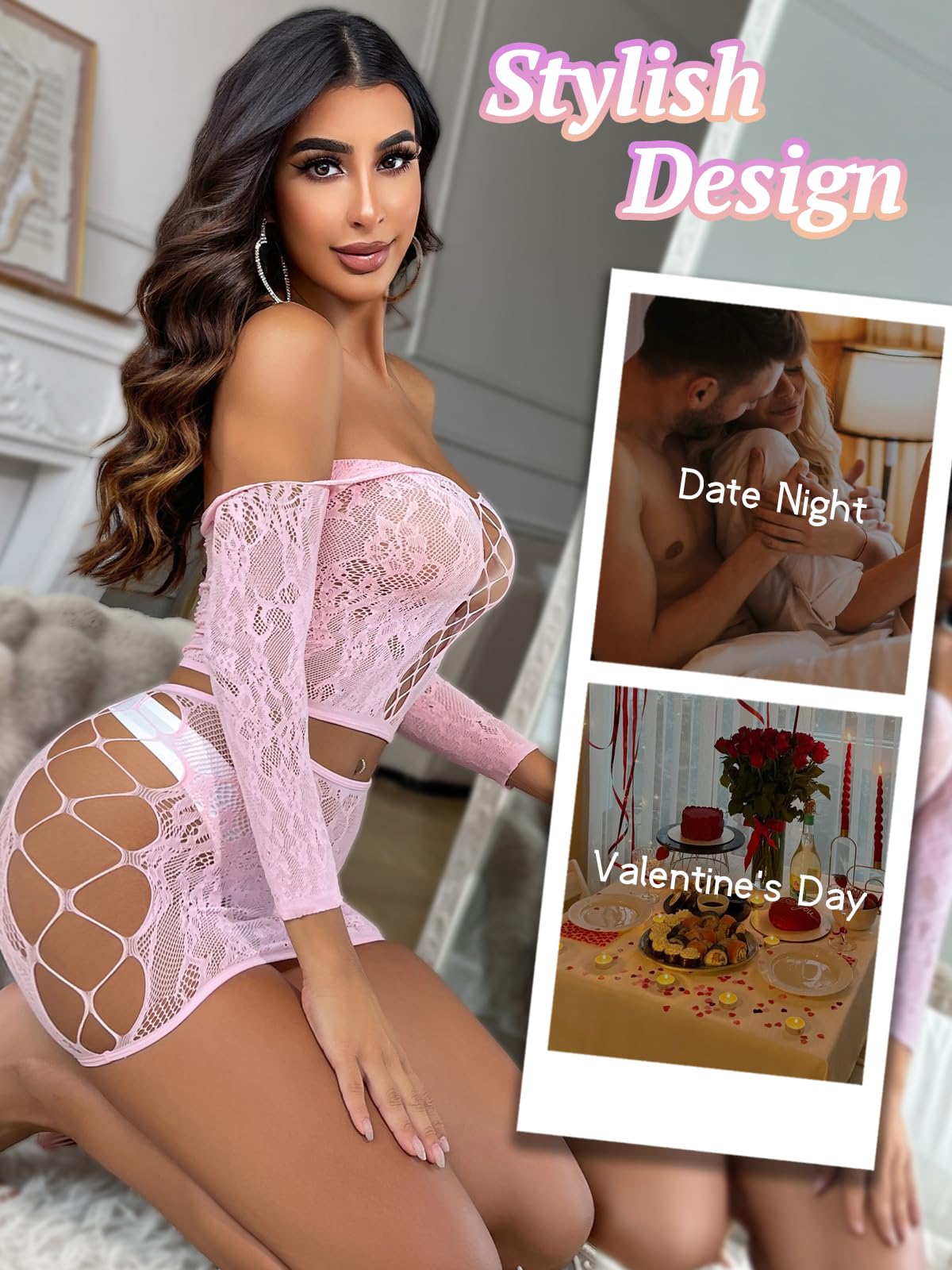 Ensemble de Lingerie Femme Rose Clair A