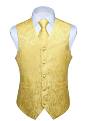 Gilet Homme plus Cravate & Pochette Jaune Clair F