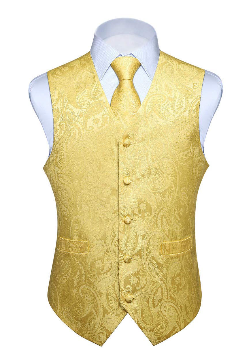 Gilet Homme plus Cravate & Pochette Jaune Clair F
