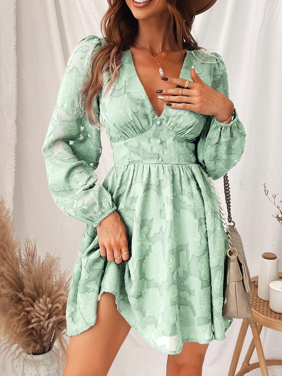 Mini Robe Femme Vert Clair D