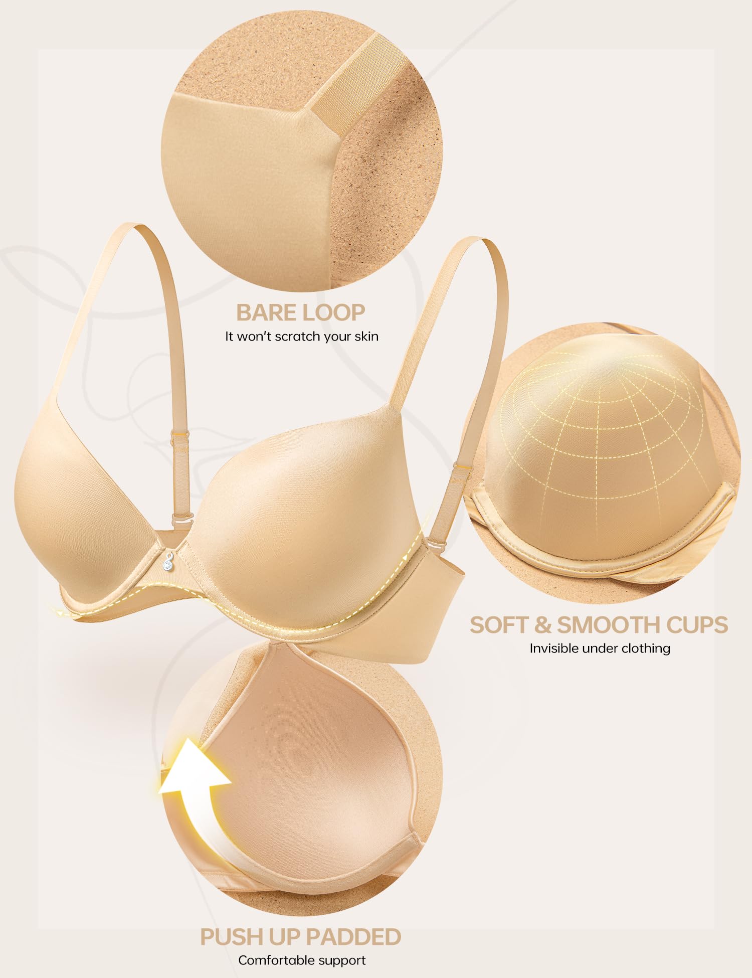 Soutien-Gorge Plongeant Classique Sexy Beige J