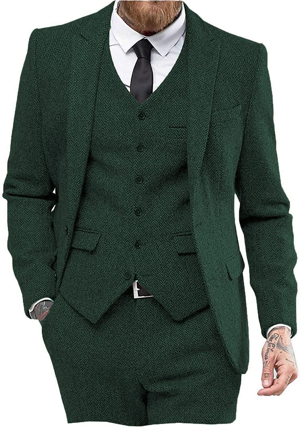 Costume Homme 3 Pièces Vert Chasse J