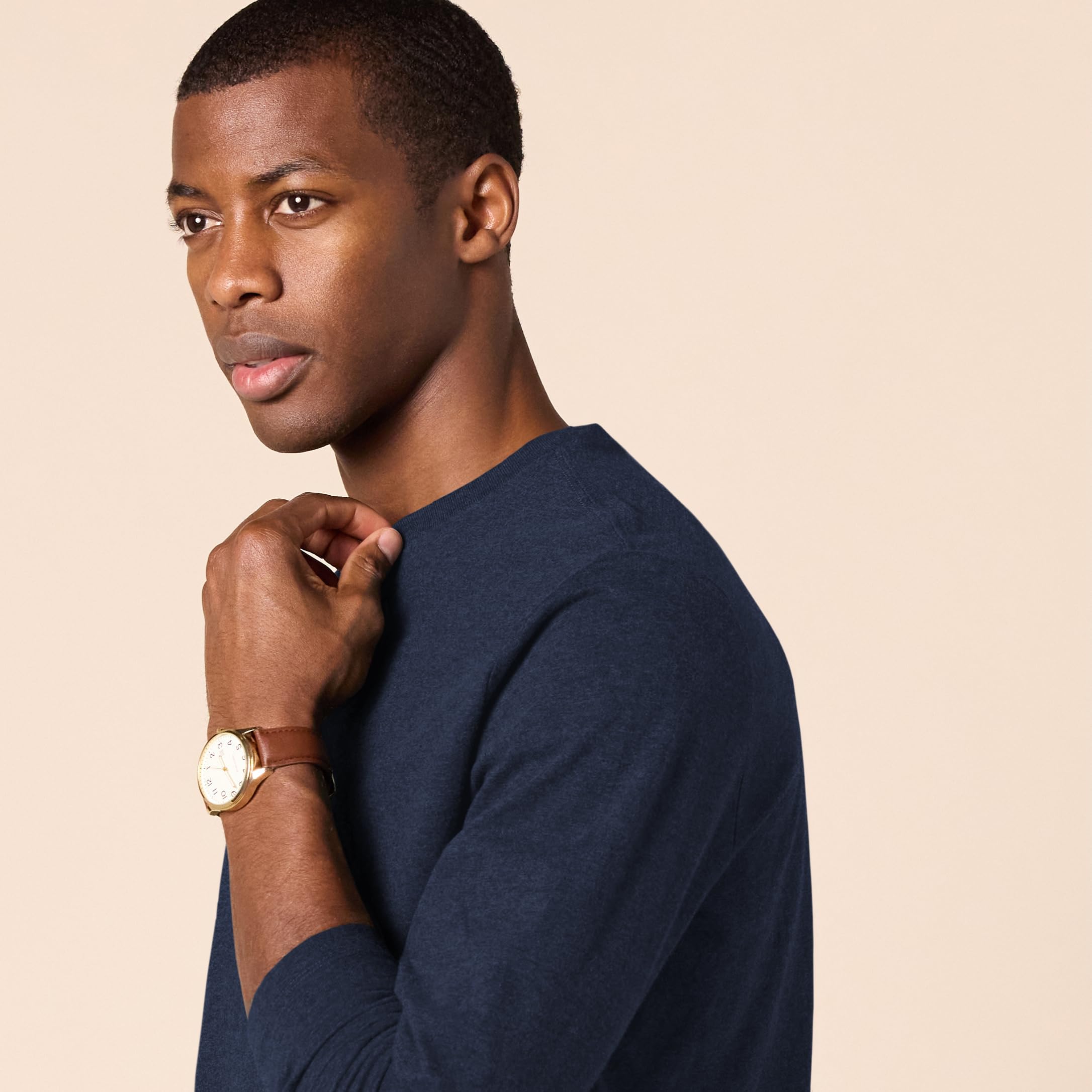 T-Shirt Manches Longues Homme Bleu Marine J