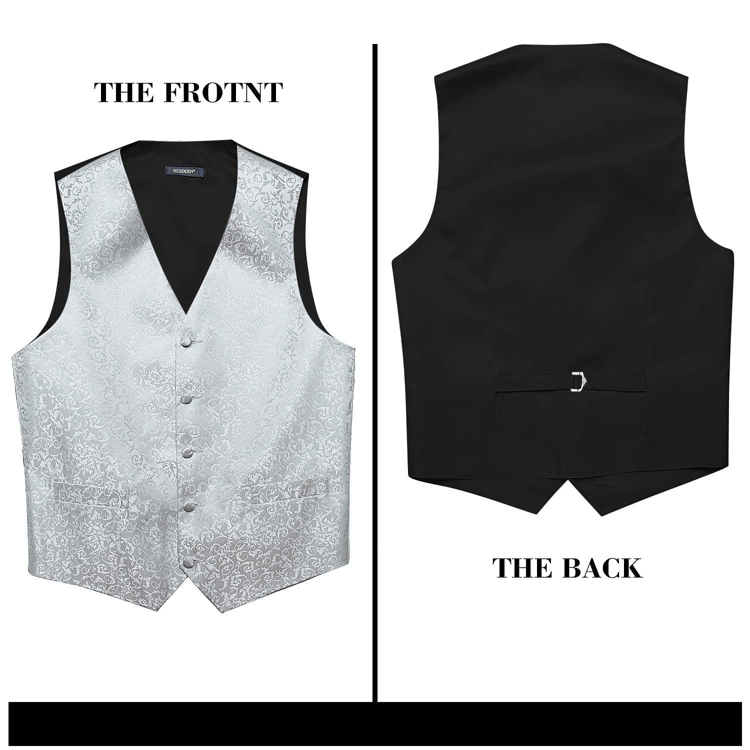 Gilet Homme plus Cravate & Pochette Argenté et gris-1 F