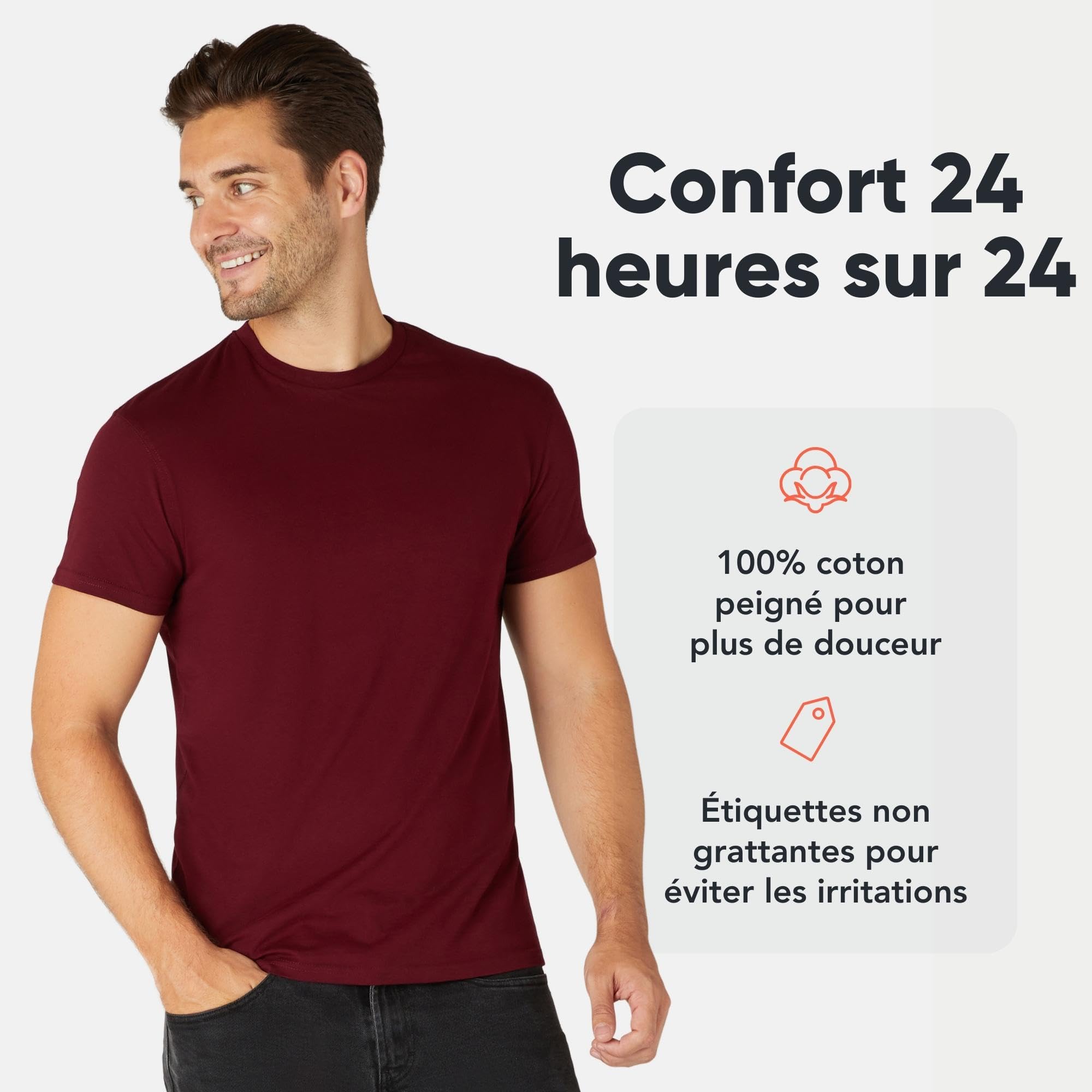 Lot de T-Shirts Homme FM London 3 unités Noir Bourgogne Vert G