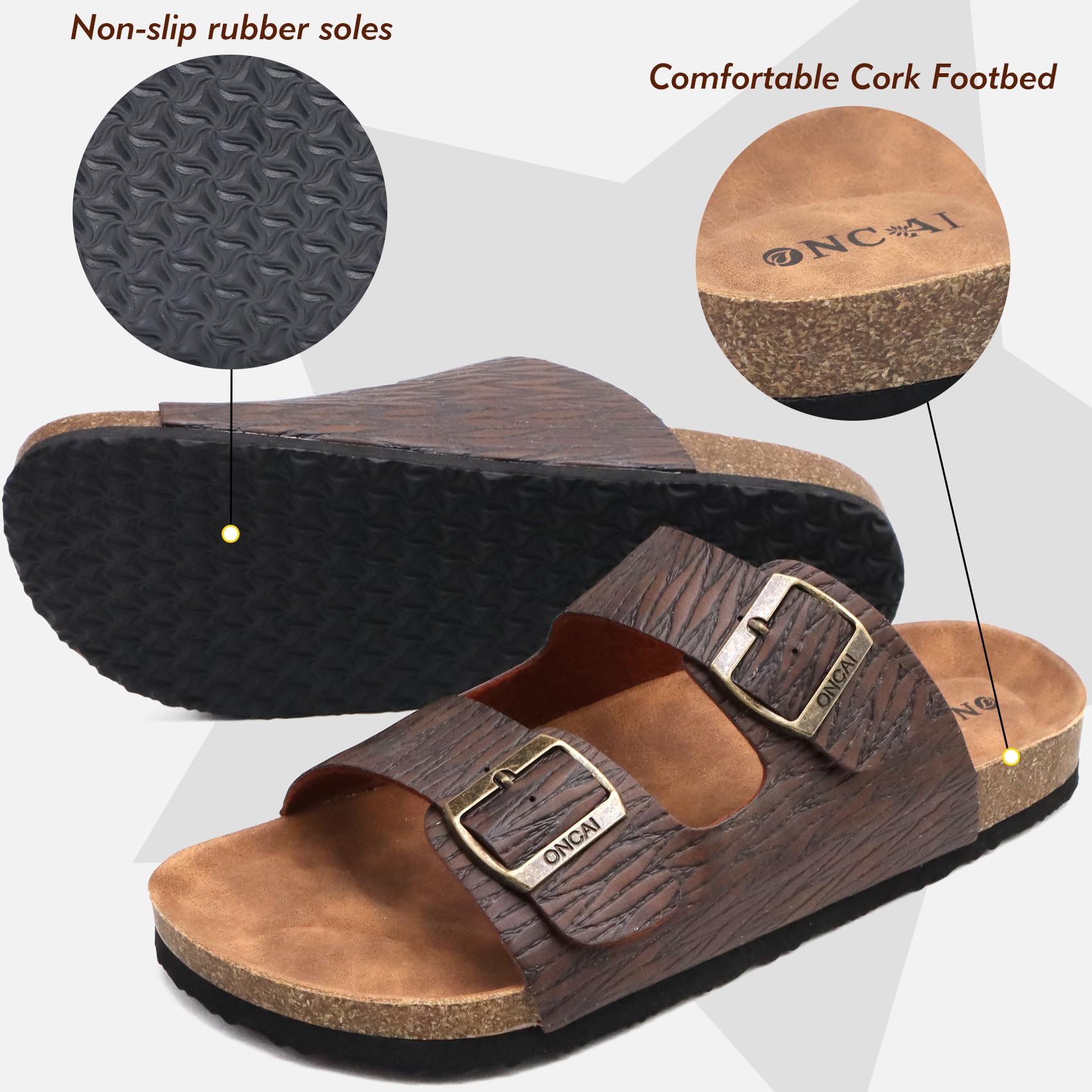 Sandales Mules Grain de bois Marron E