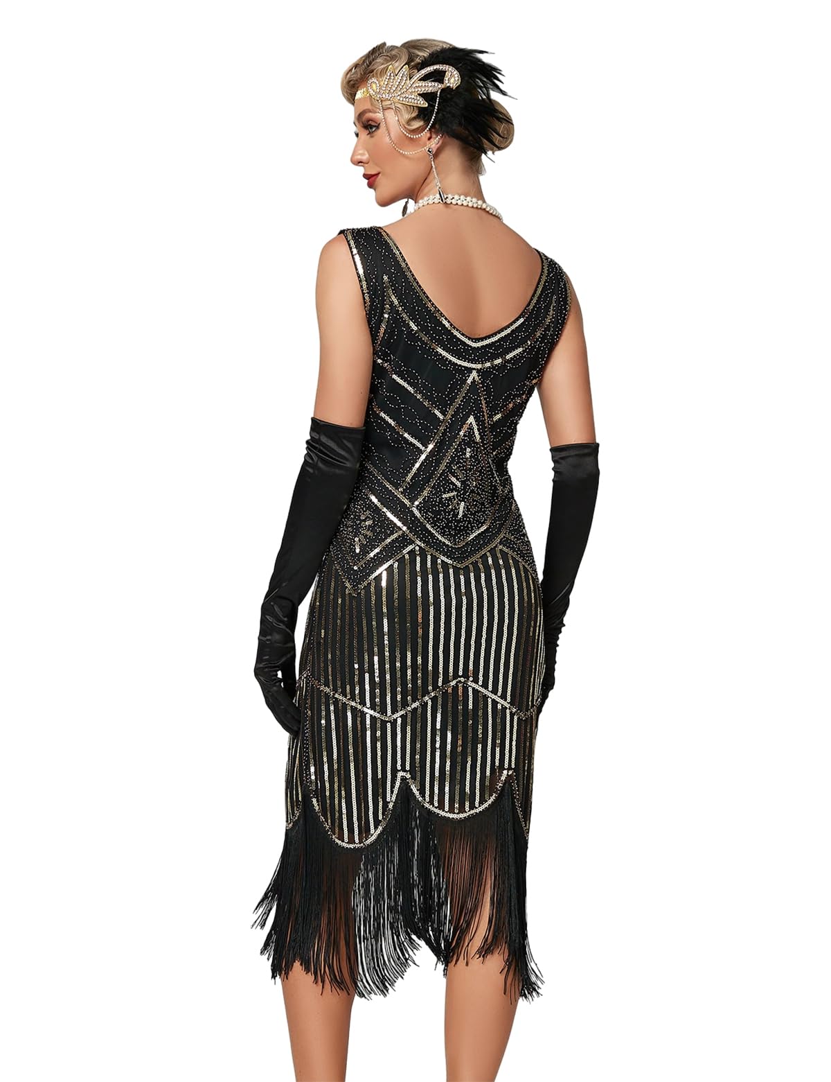Robe Gatsby Femme Noir Or A