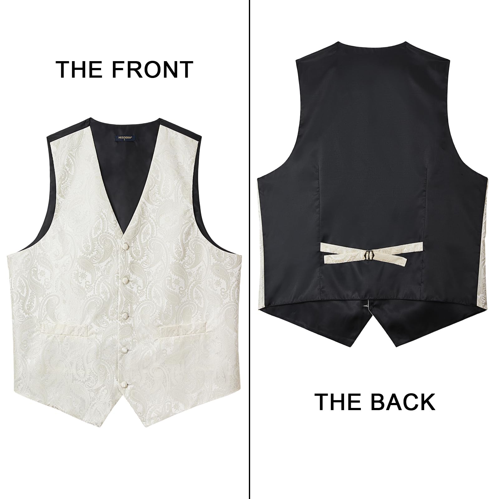 Gilet Homme plus Cravate & Pochette Beige-1 F