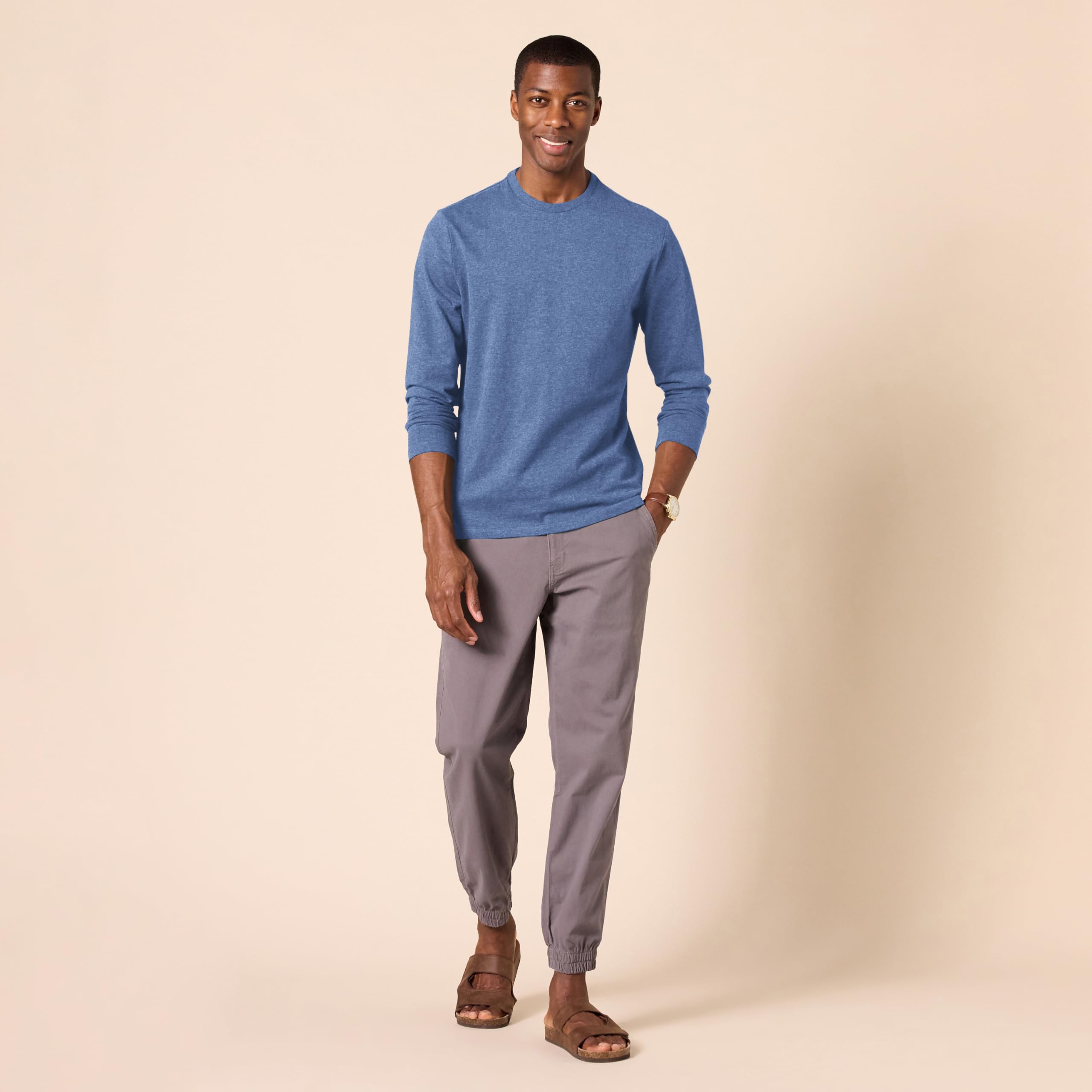 T-Shirt Manches Longues Homme Bleu Chiné J