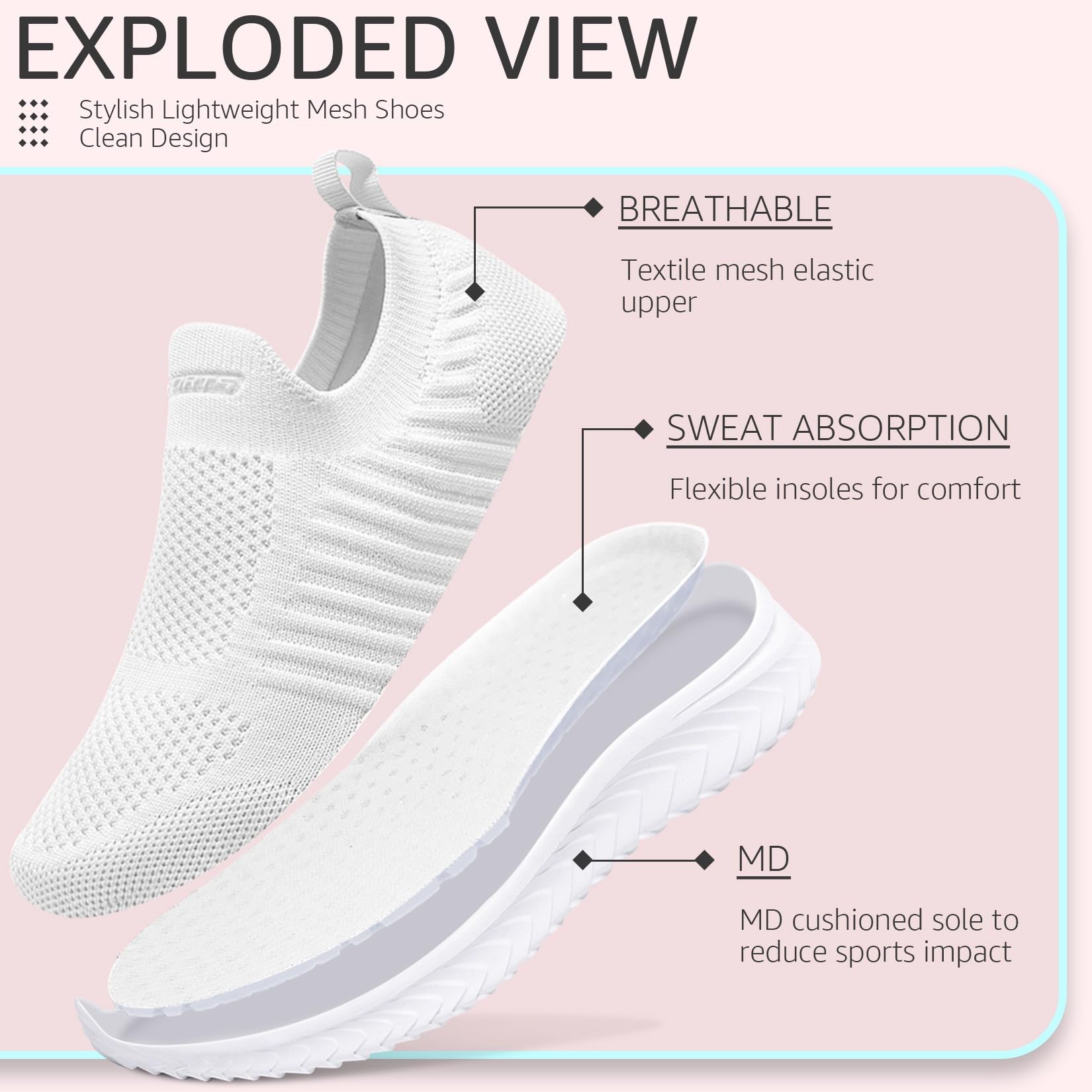 Baskets Femme Slip-On Respirantes Blanc H