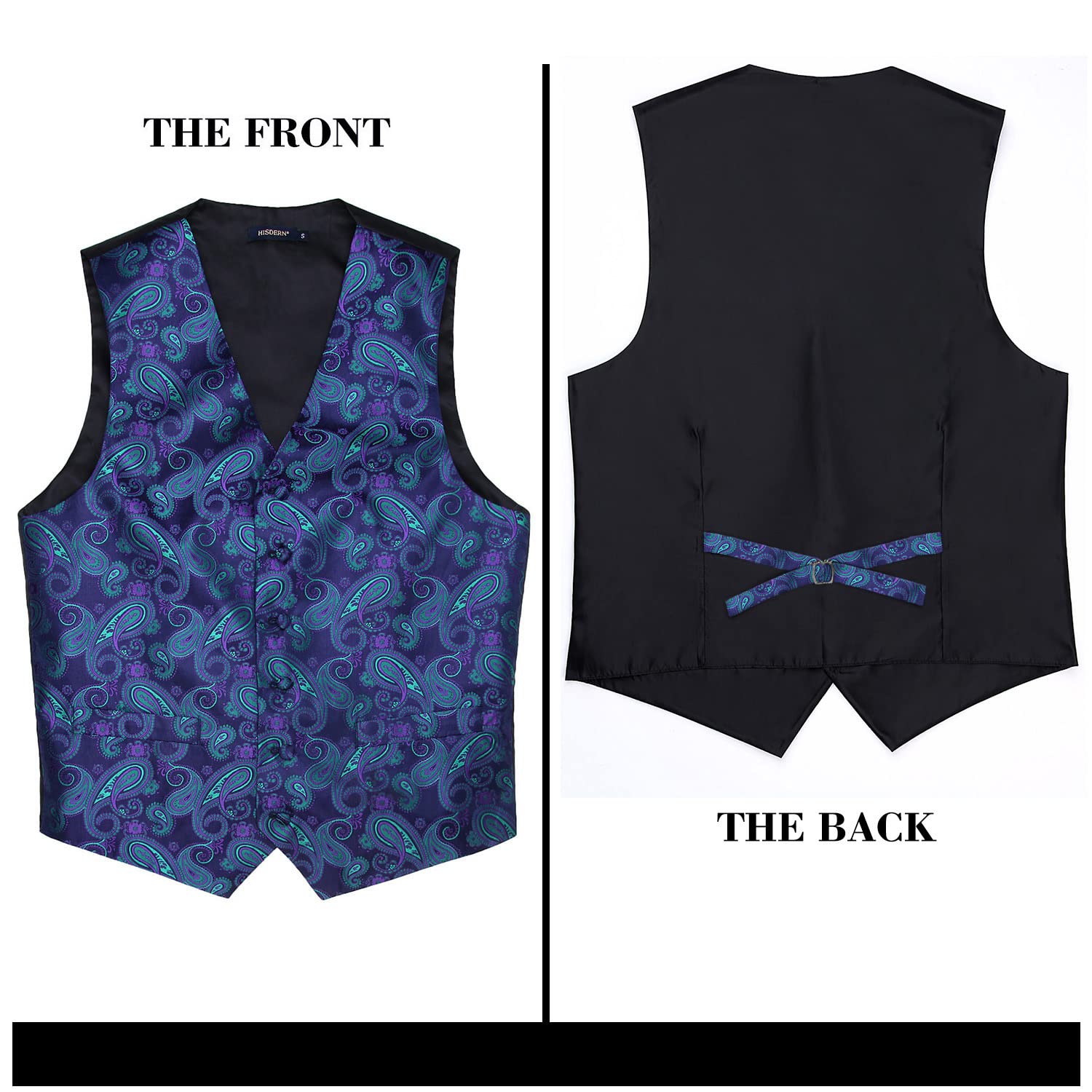 Gilet Homme plus Cravate & Pochette Violet vert F