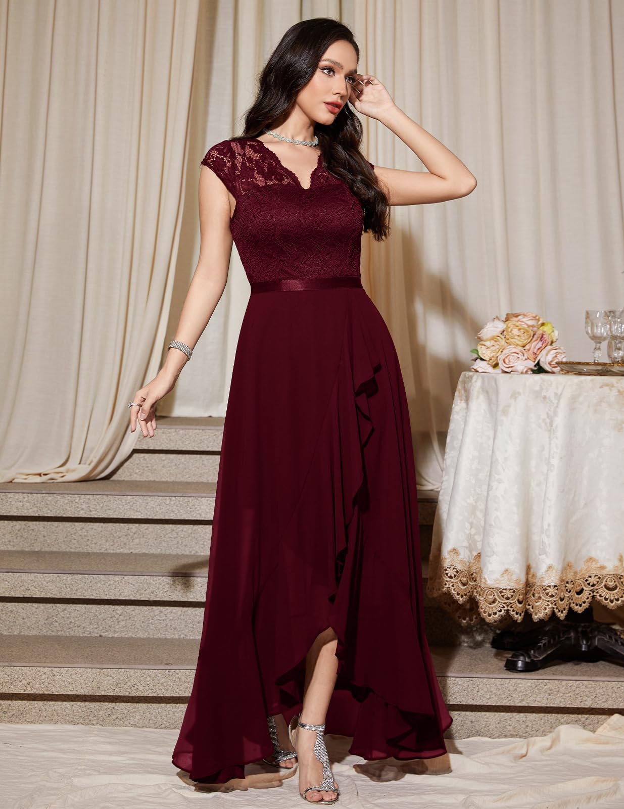 Robe Longue de Soirée Bordeaux H