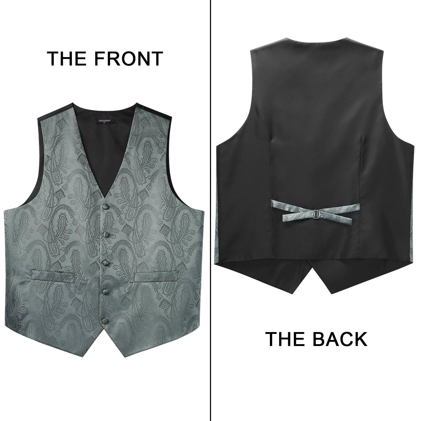 Gilet Homme plus Cravate & Pochette Gris foncé-N F