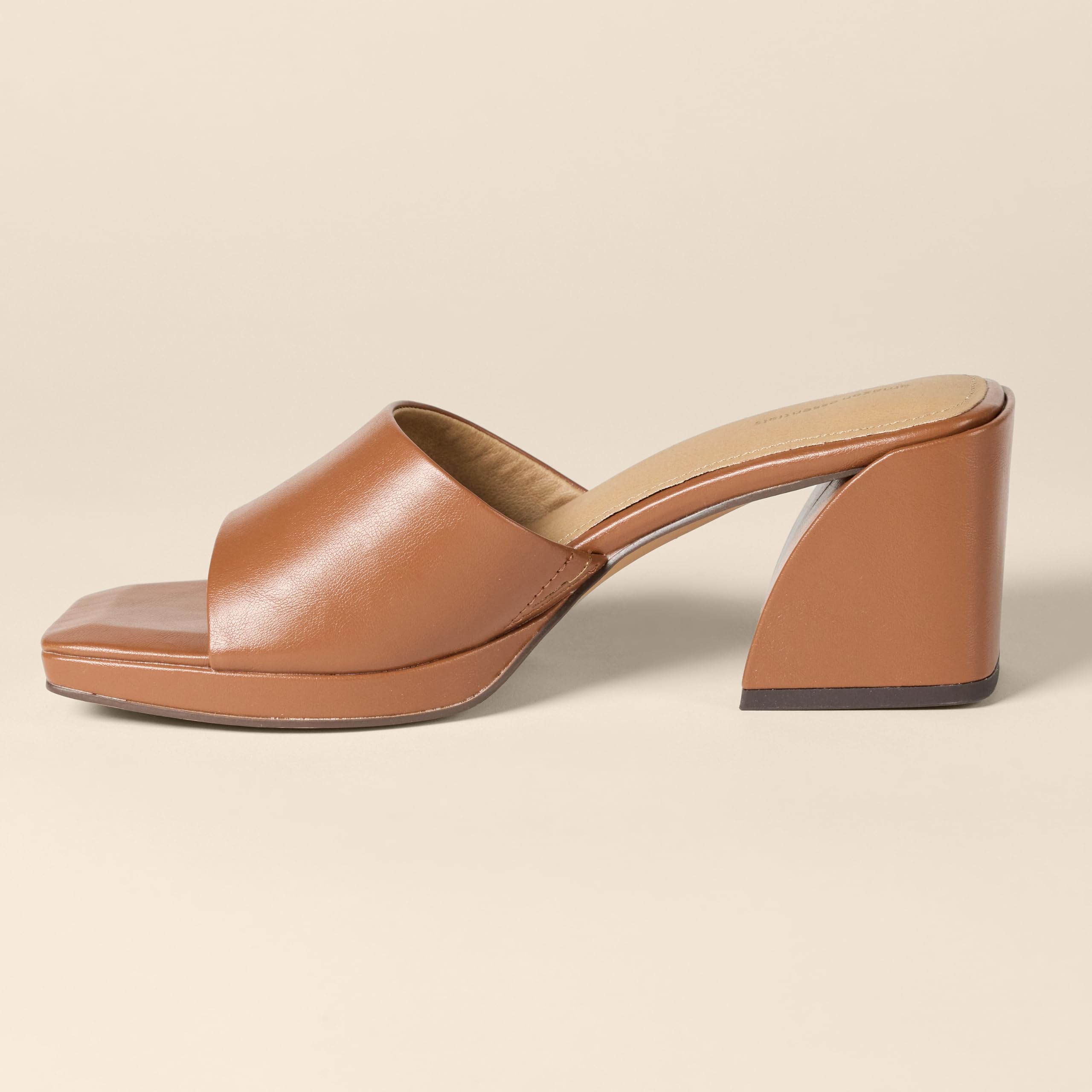 Sandales Platform Mule Similicuir Brun Clair A