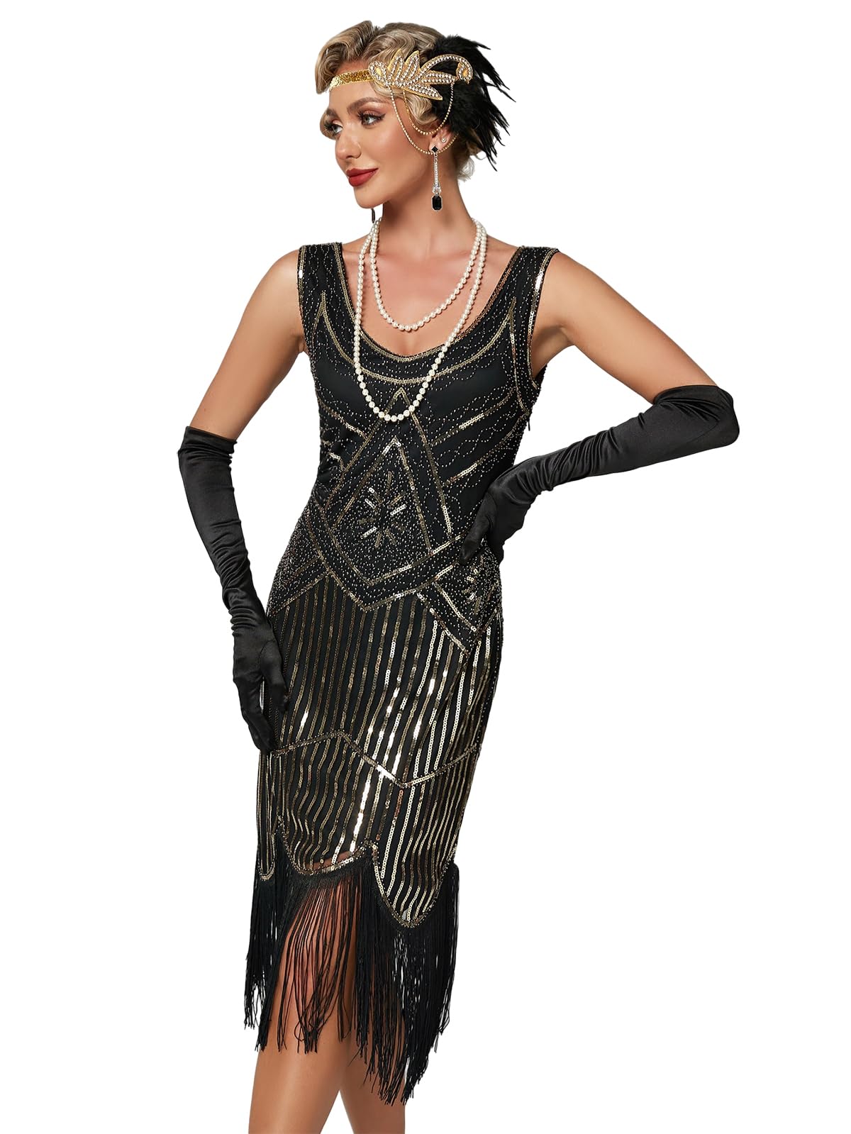 Robe Gatsby Femme Noir Or A